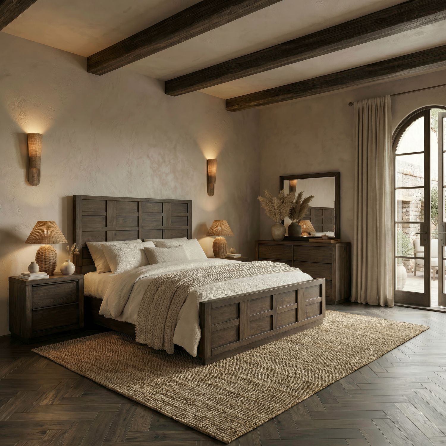 Queen Panel Bed, Dresser & Mirror, Night Stand