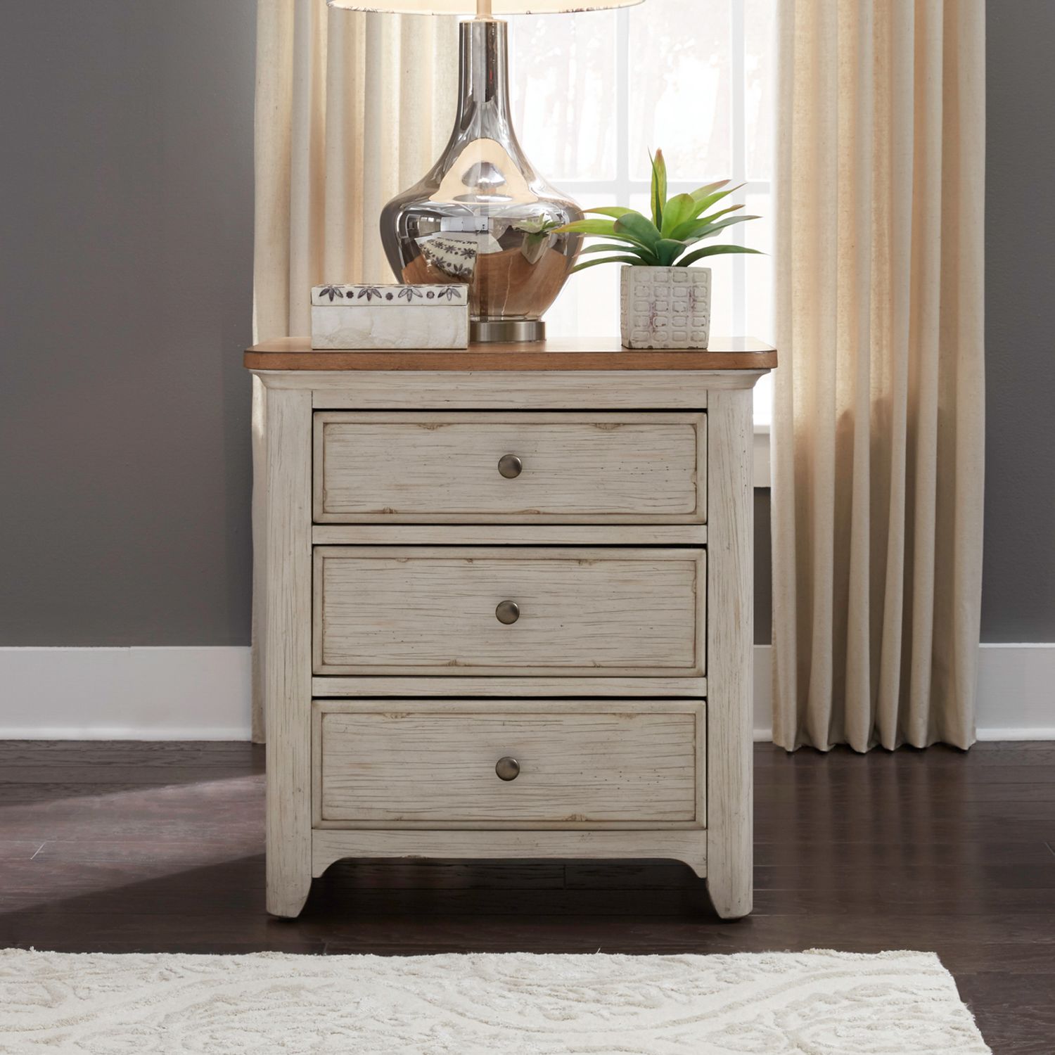 3 Drawer Night Stand w/ Charging Station