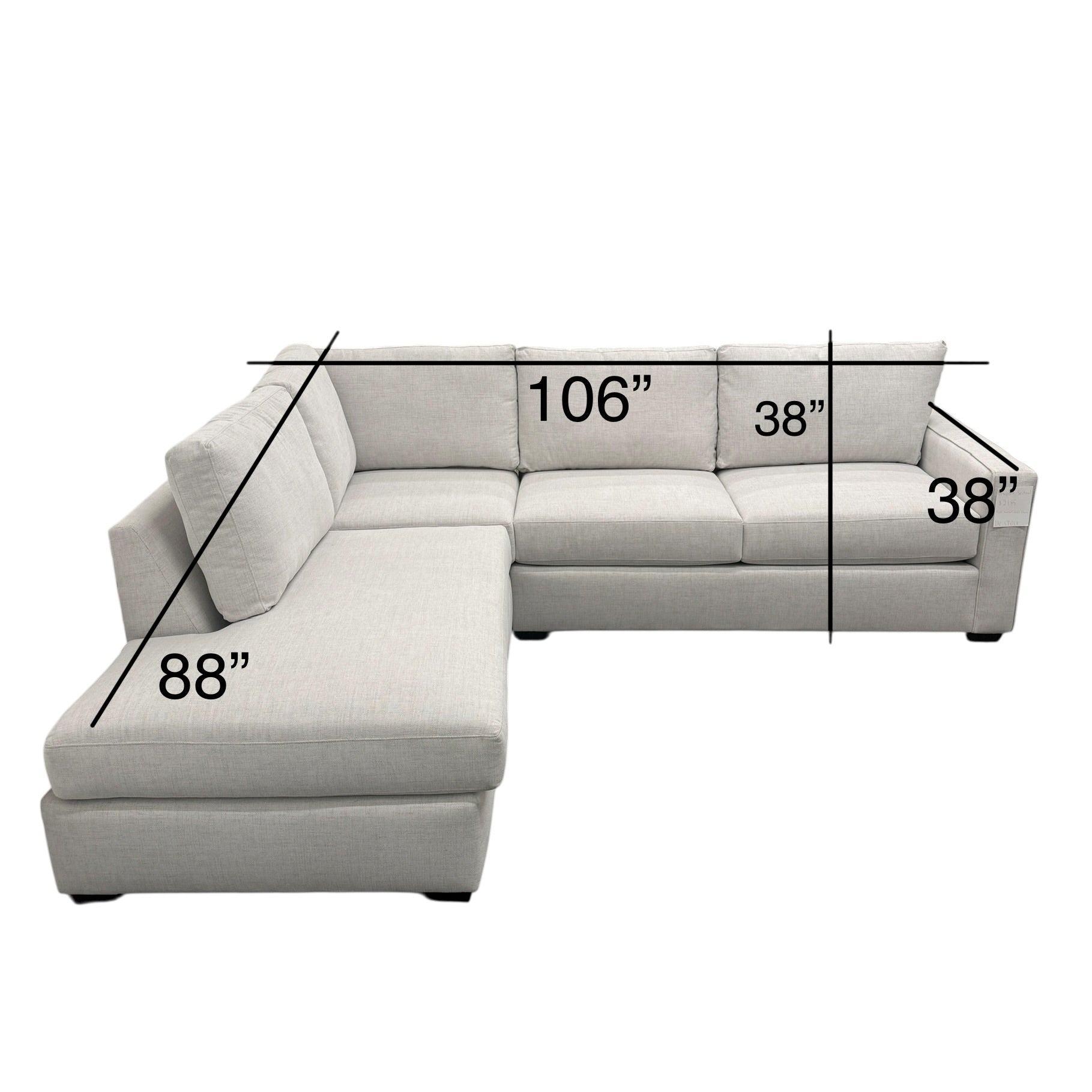 Newport Sectional with Bumper Chaise in Light Gray