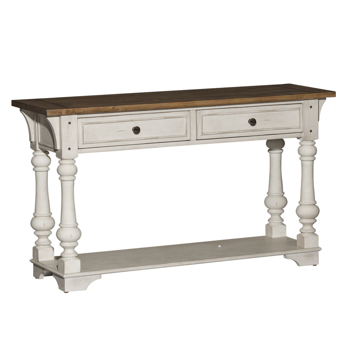 Morgan Creek - Sofa Table - Antique White / Wirebrushed Tobacco Accents