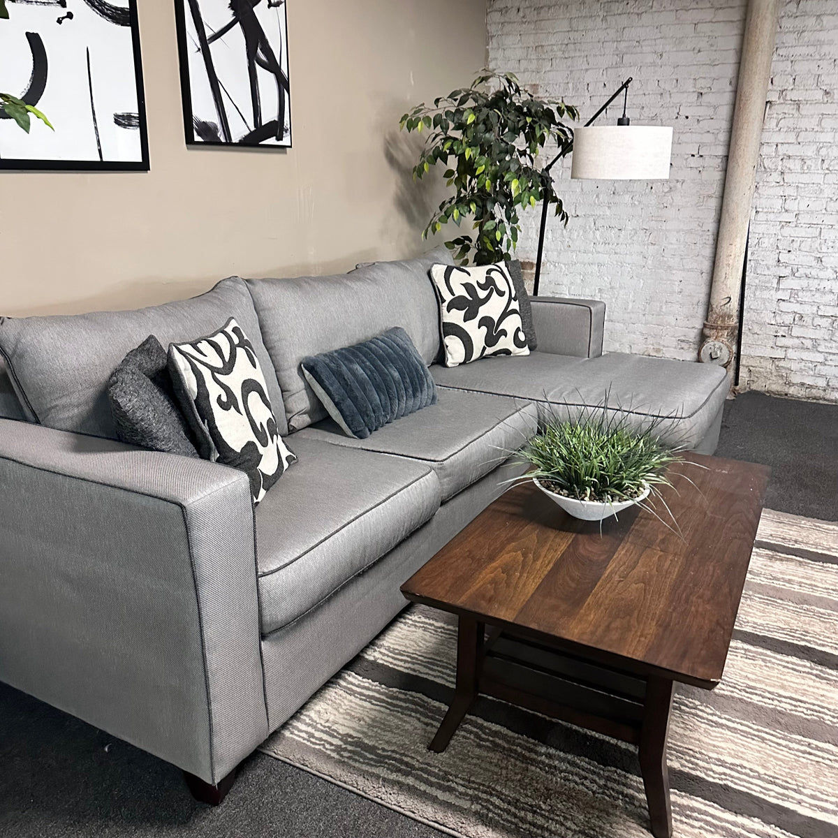 Gray Sectional with Right Chaise