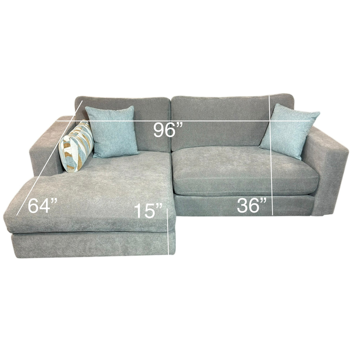 2 Piece Left Arm Facing Chaise Sectional in Gray
