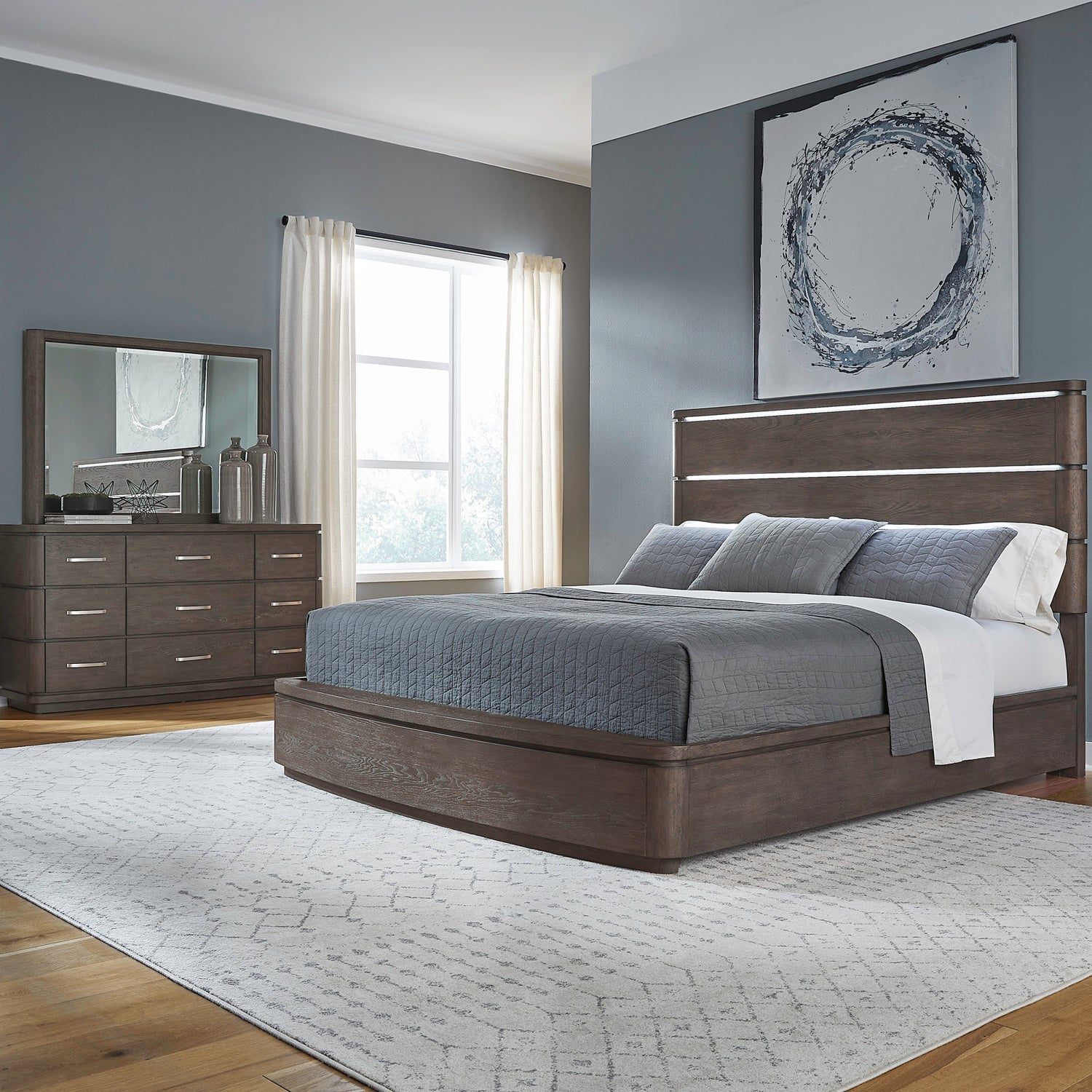 Cascade Falls 3-Piece Panel Bed, Dresser & Mirror Set