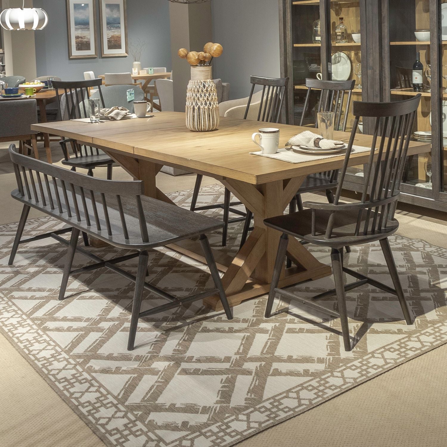 6 Piece Trestle Table Set