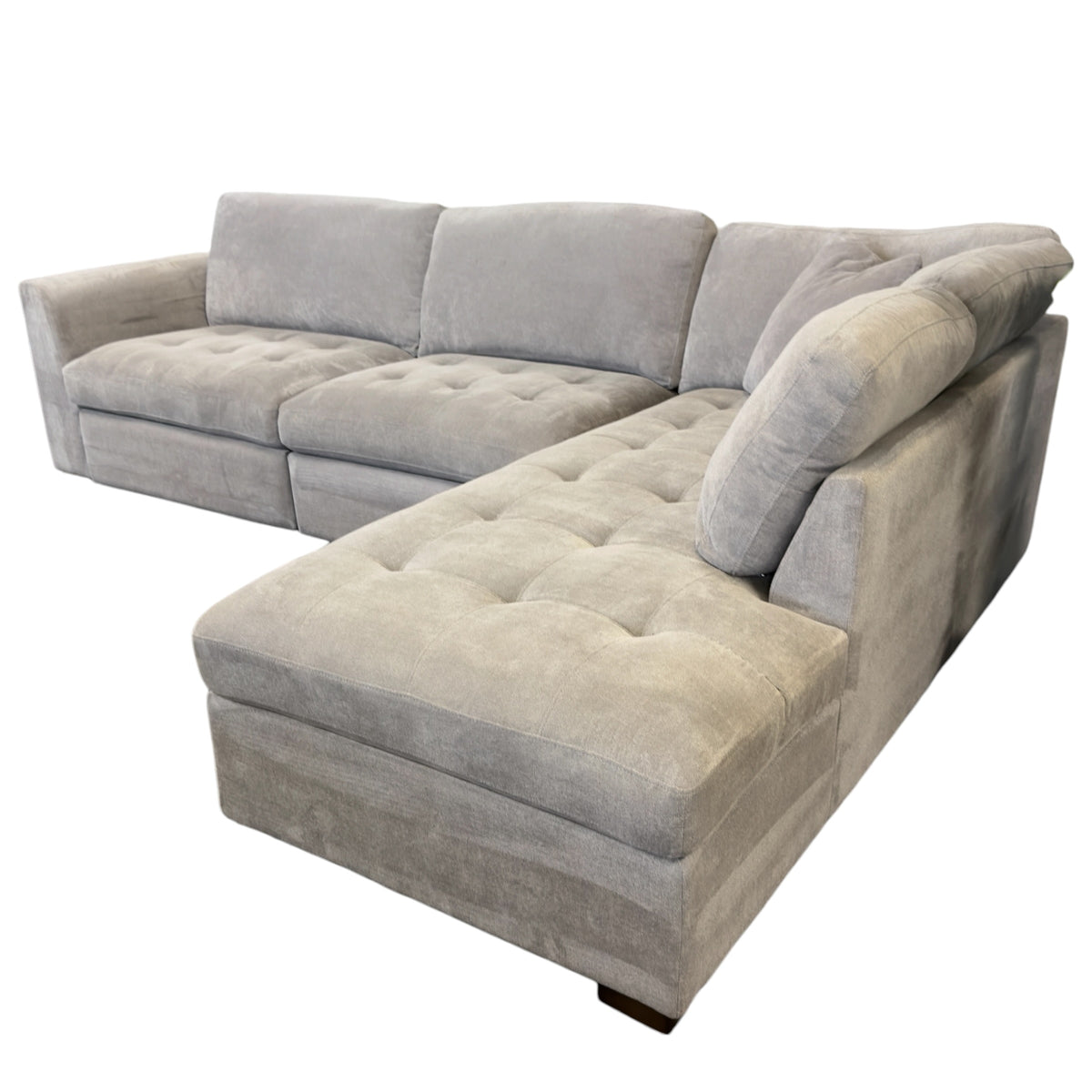 Refurbished Right Arm Facing Bumper Chaise Sectional with Electric Footrest Recliners
