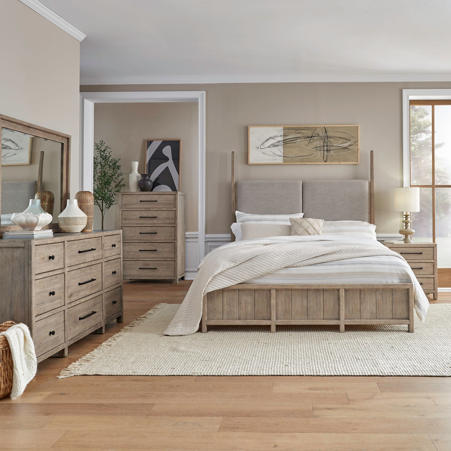 Proximity Place 5-Piece Poster Bed, Dresser, Mirror, Chest & Nightstand Set