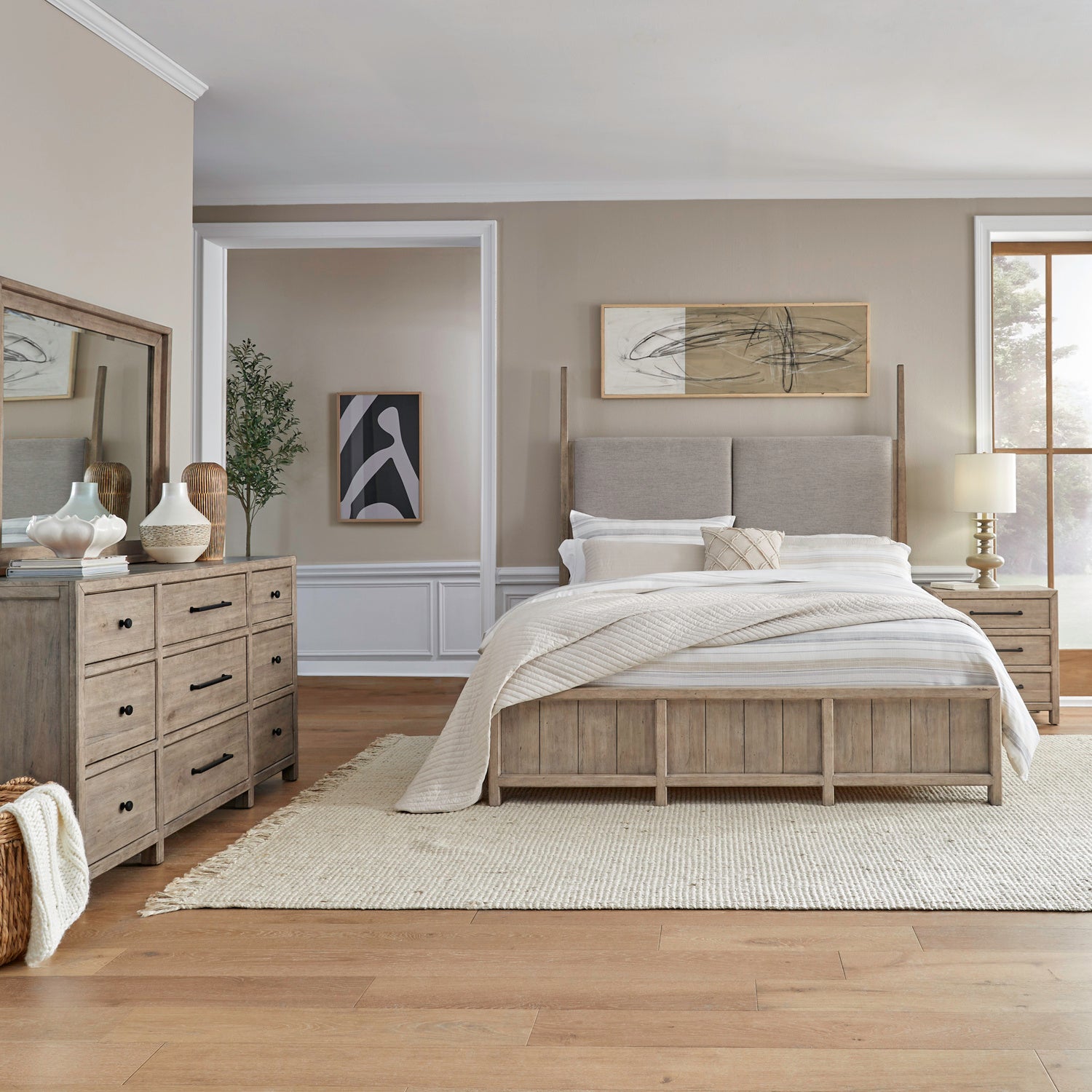 Proximity Place 4-Piece Poster Bed, Dresser, Mirror & Nightstand Set