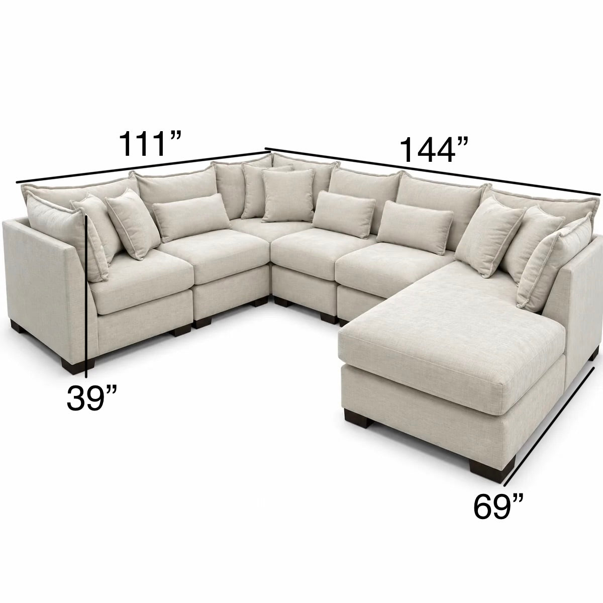 Alina 6 Piece Right Chaise U Shape Sectional