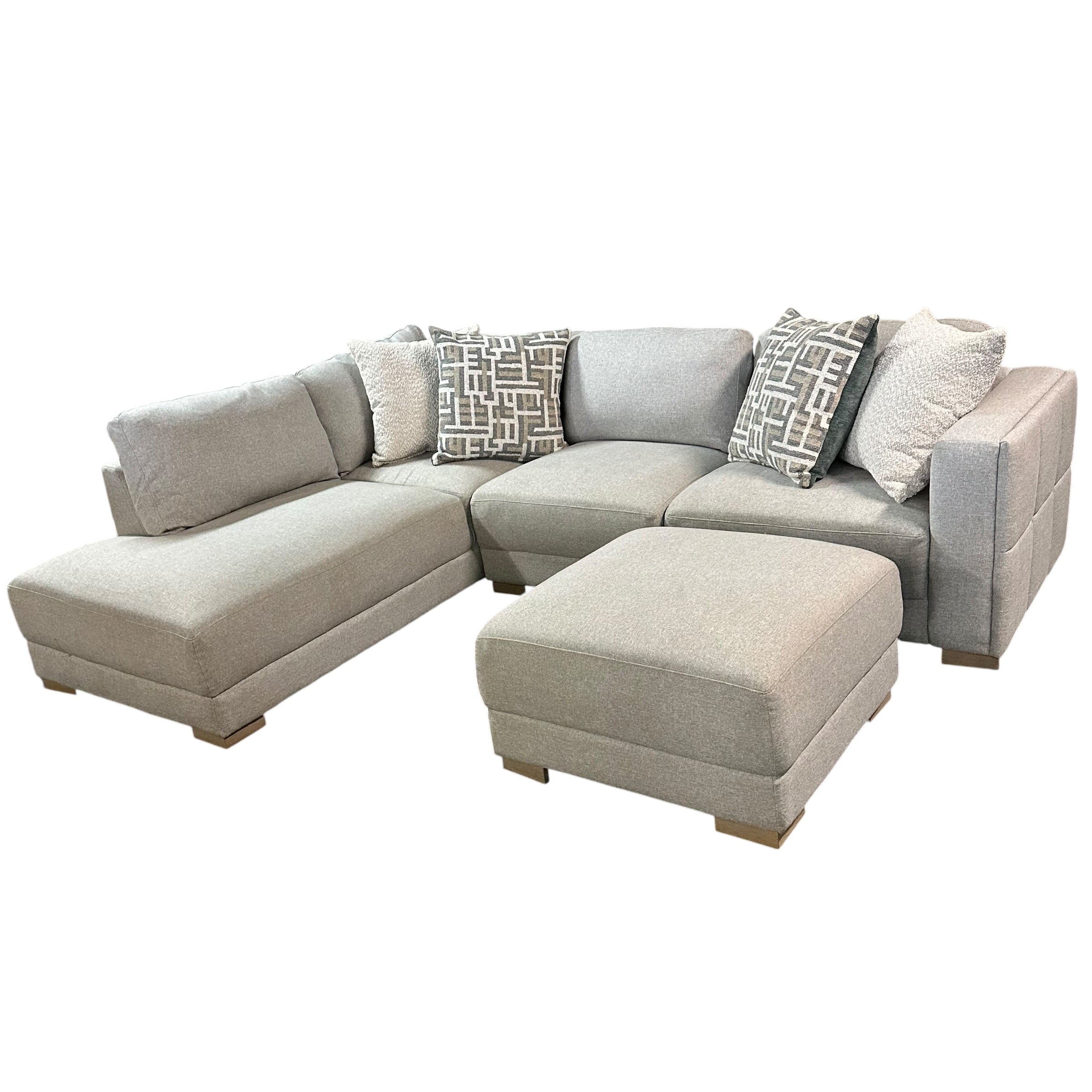 Sectional with LAF Bumper Chaise and Matching Ottoman in Gray