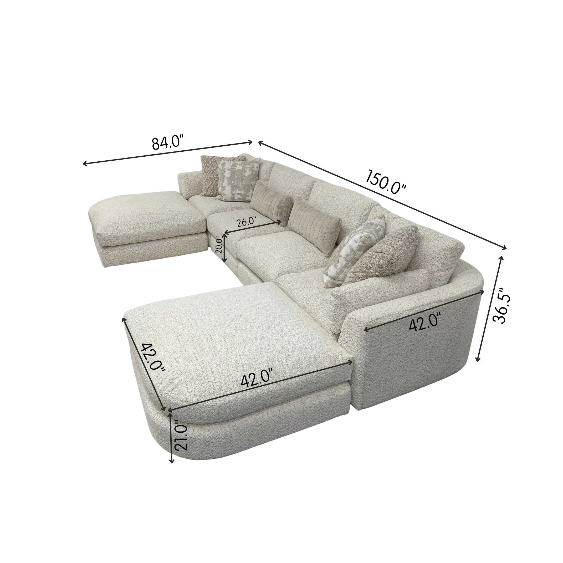 Juniper 4-Piece Sectional with 2 Ottomans