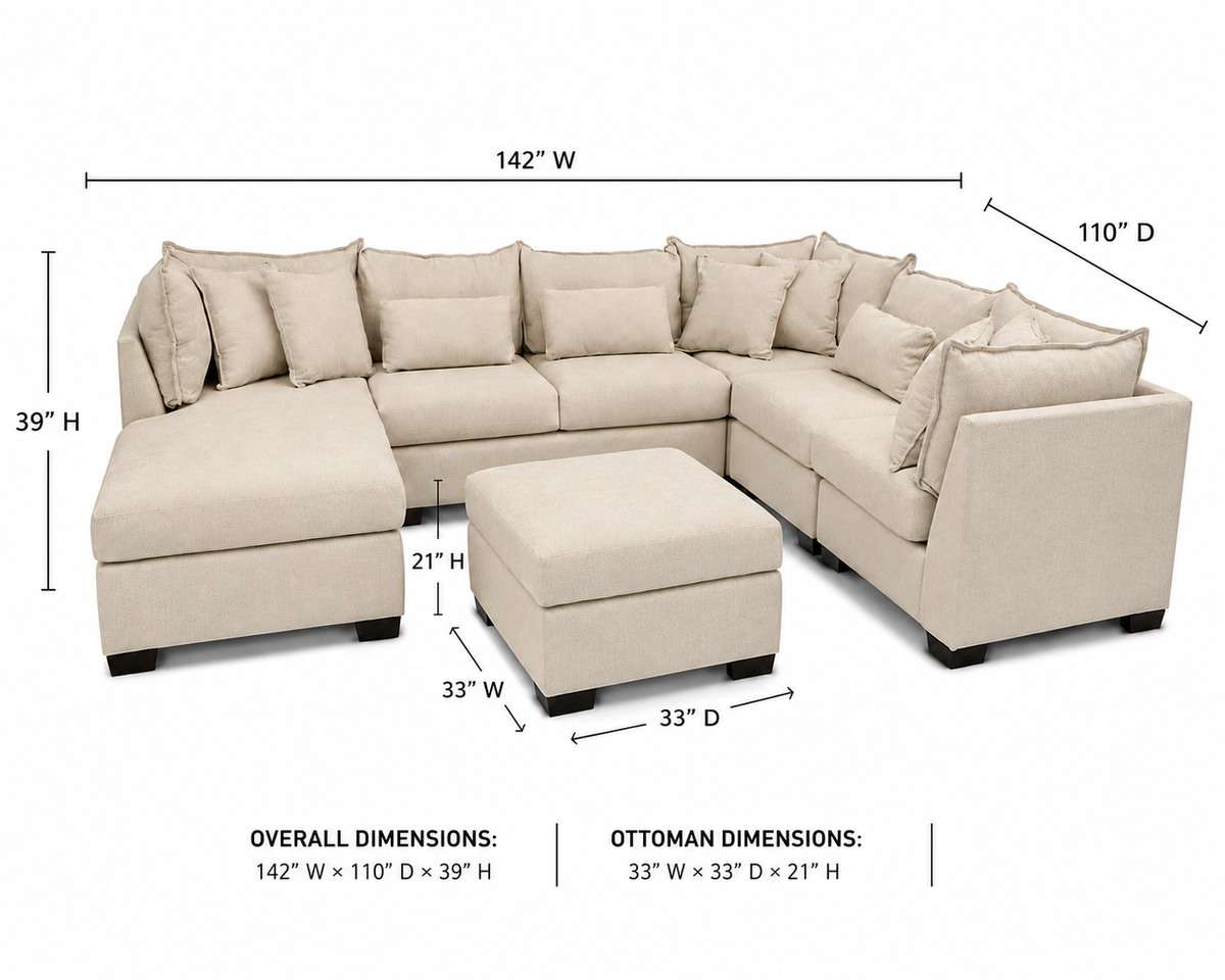 Alina 6 Piece Left Chaise U Shape with Ottoman