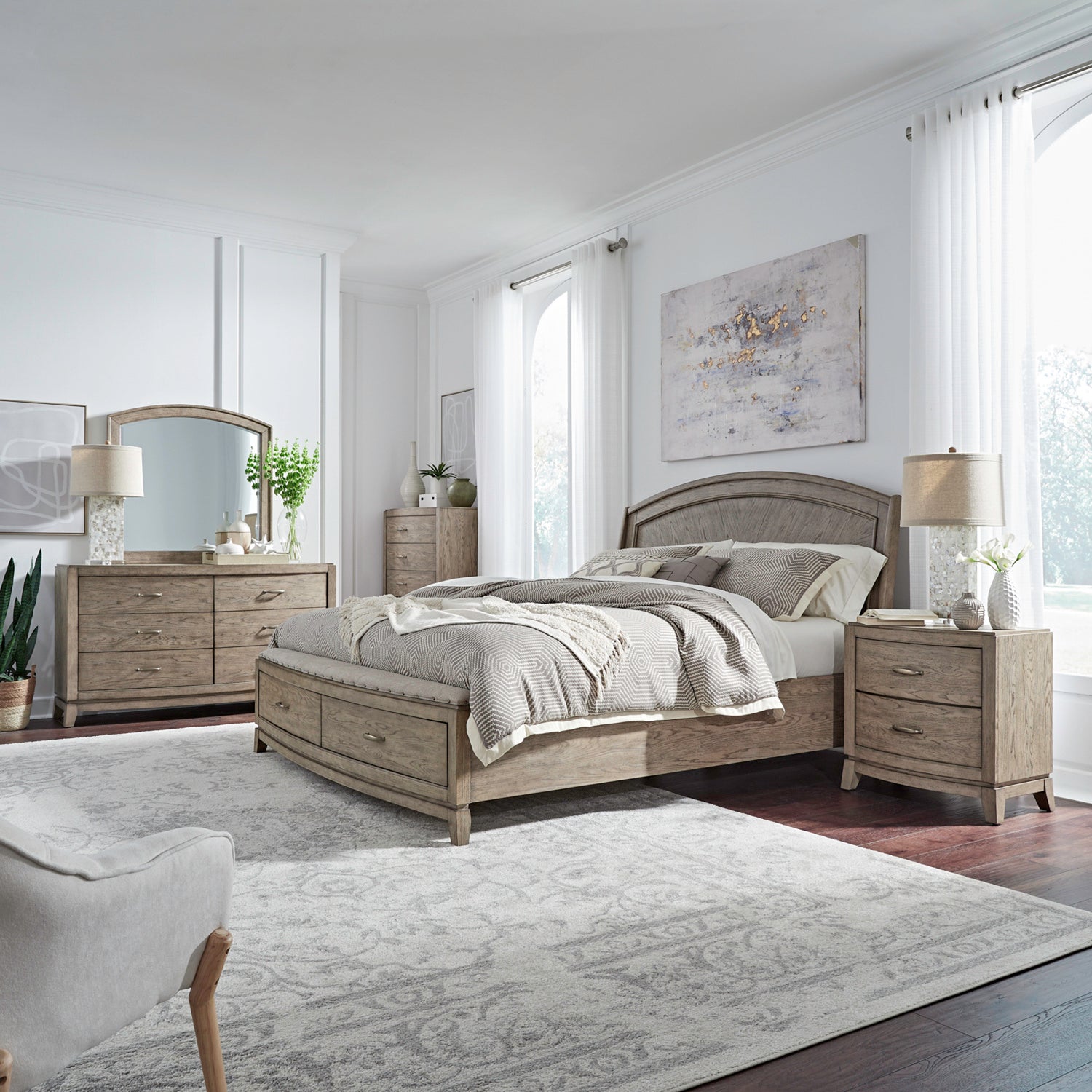 Avalon 5-Piece Panel Storage Bed, Dresser, Mirror, Chest & Nightstand Set