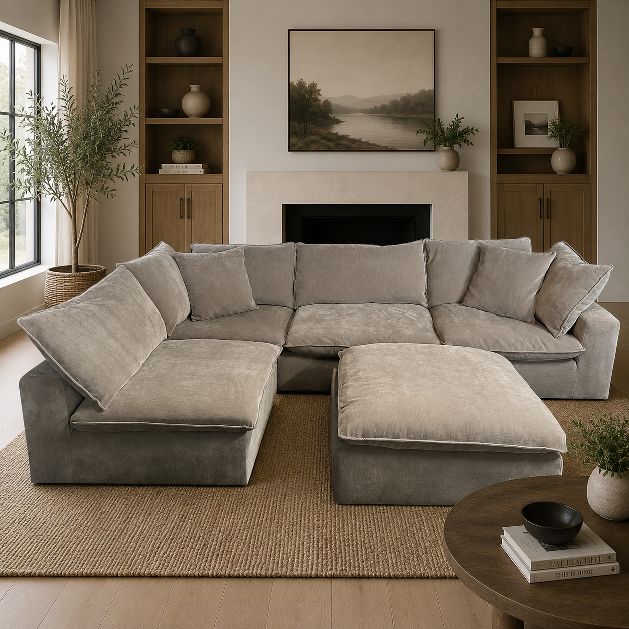 5 Pc Modular Cloud Sectional in Gray