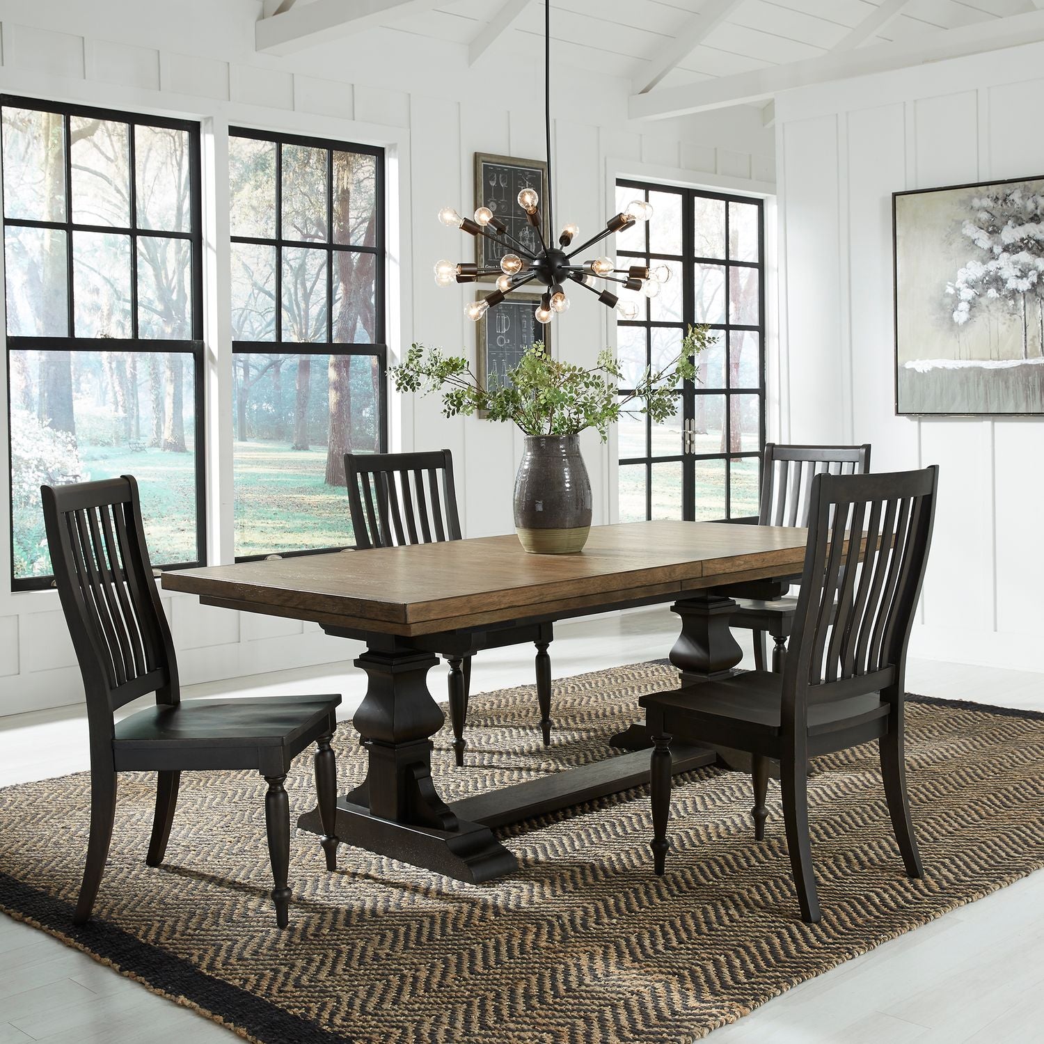 5 Piece Trestle Table Set