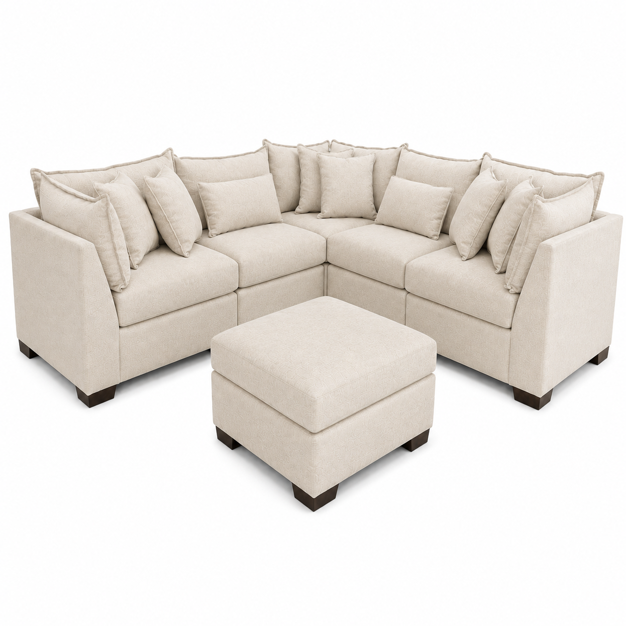 Alina 5 Pc Corner Sectional with Storage Ottoman