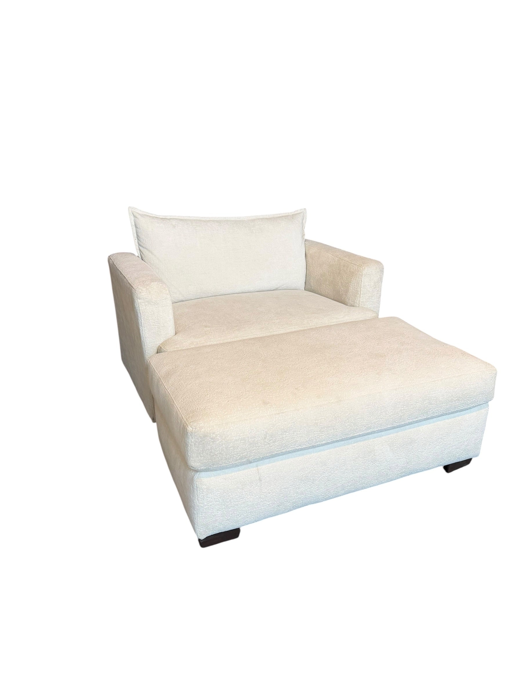 Talia Chair and Ottoman in Cream