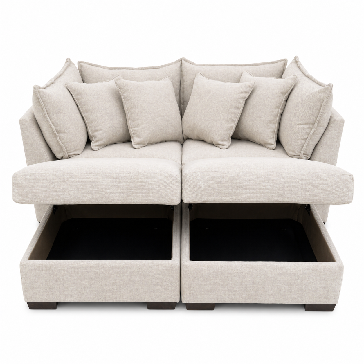 Alina 2 Pc Loveseat with Double Storage Ottomans