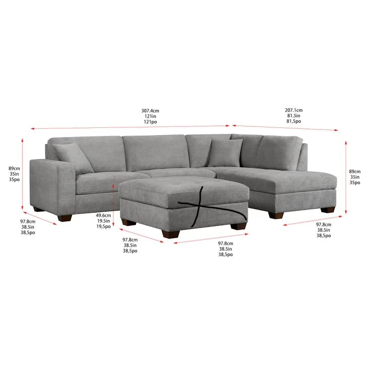 RAF Bumper Chaise Sectiobal with Electric Reclining Footrest