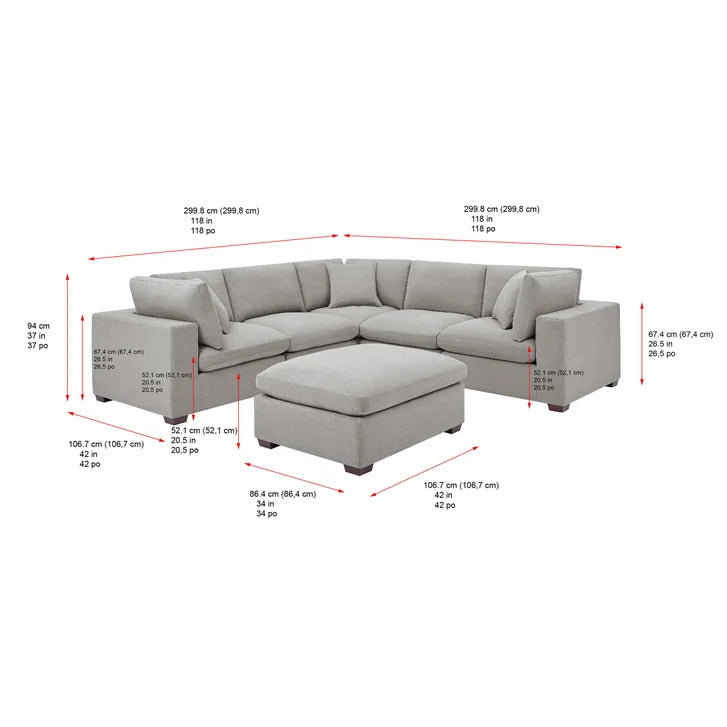 Modular 6 Pc Sectional with Matching Ottoman