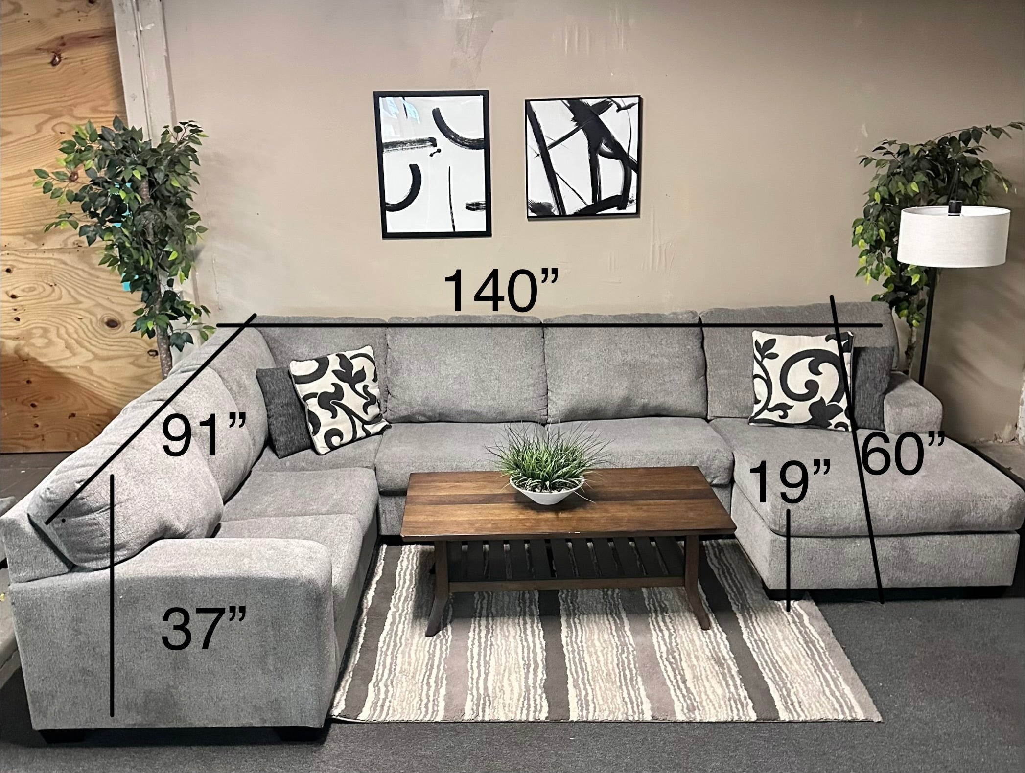 Gray U Shape Sectional Sofa