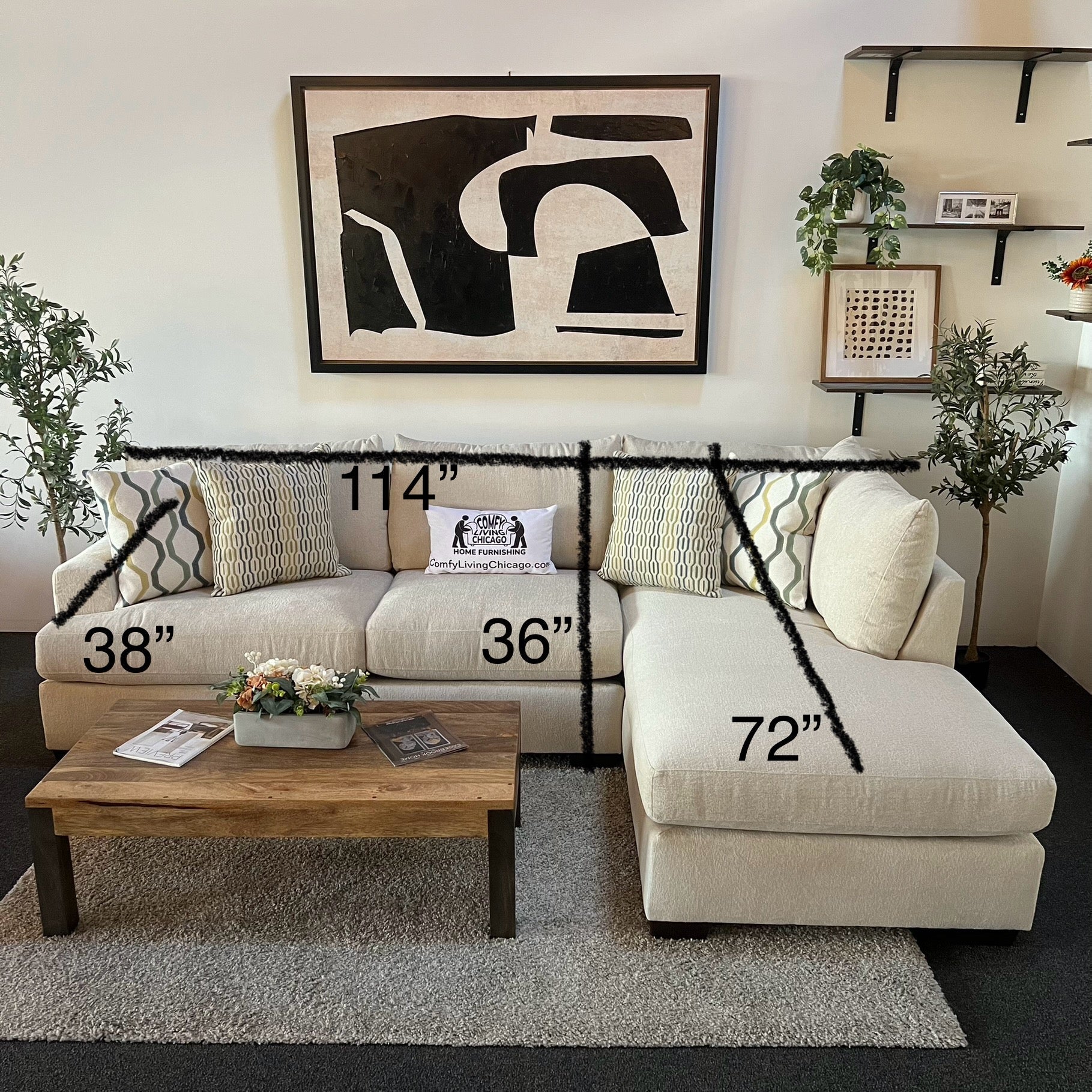 Sandburg Two Piece Sectional Sofa with Bumper Chaise