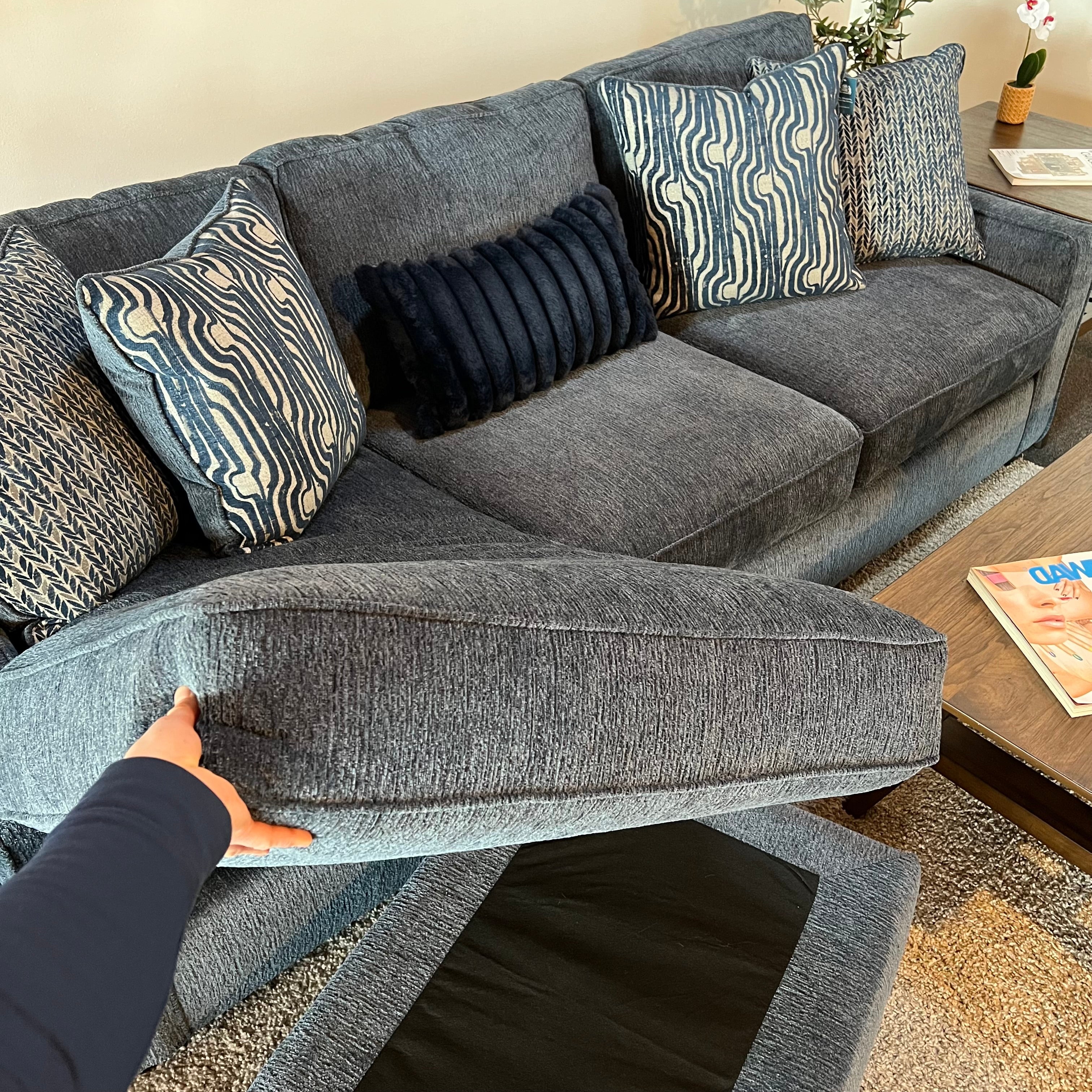 Michigan Sectional Sofa With Reversible Chaise in Blue