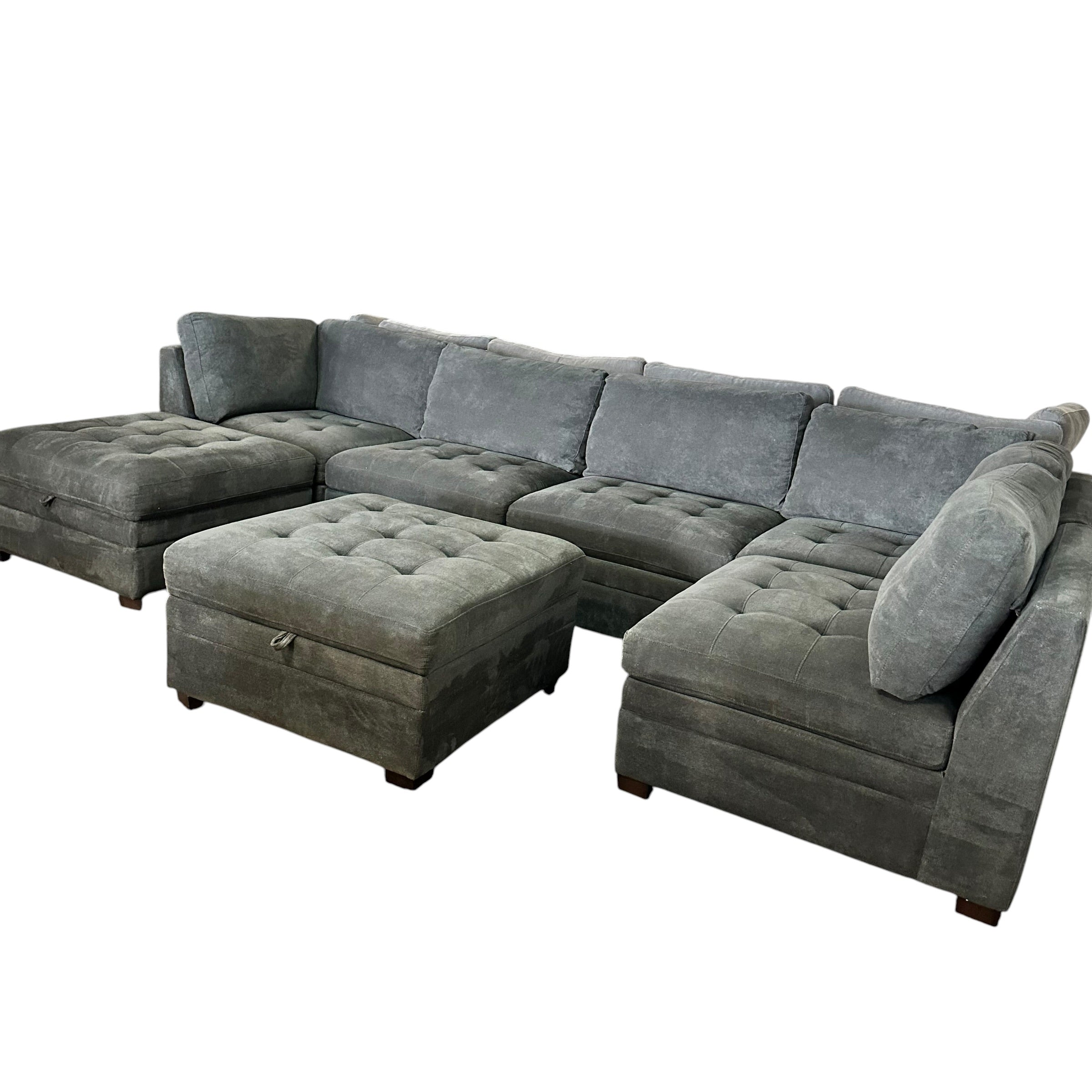 Modular 7 Piece Sectional with Two Ottomans