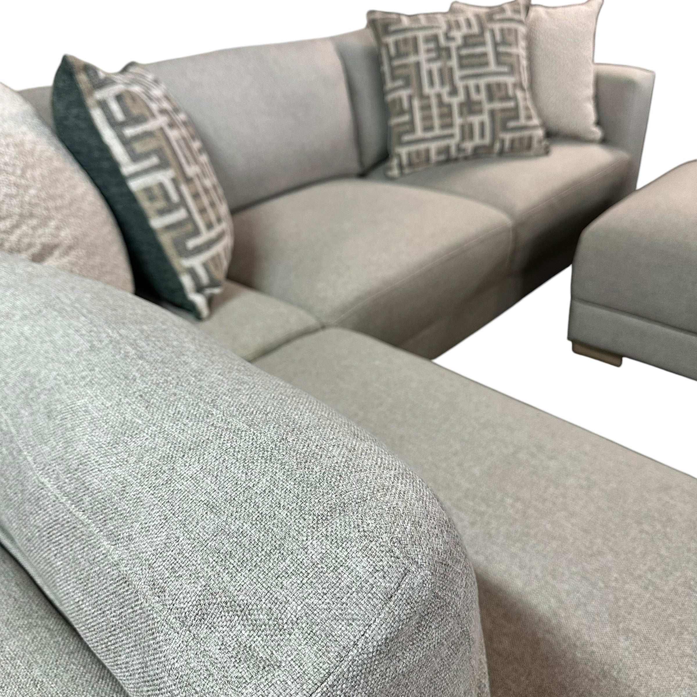 Sectional with LAF Bumper Chaise and Matching Ottoman in Gray