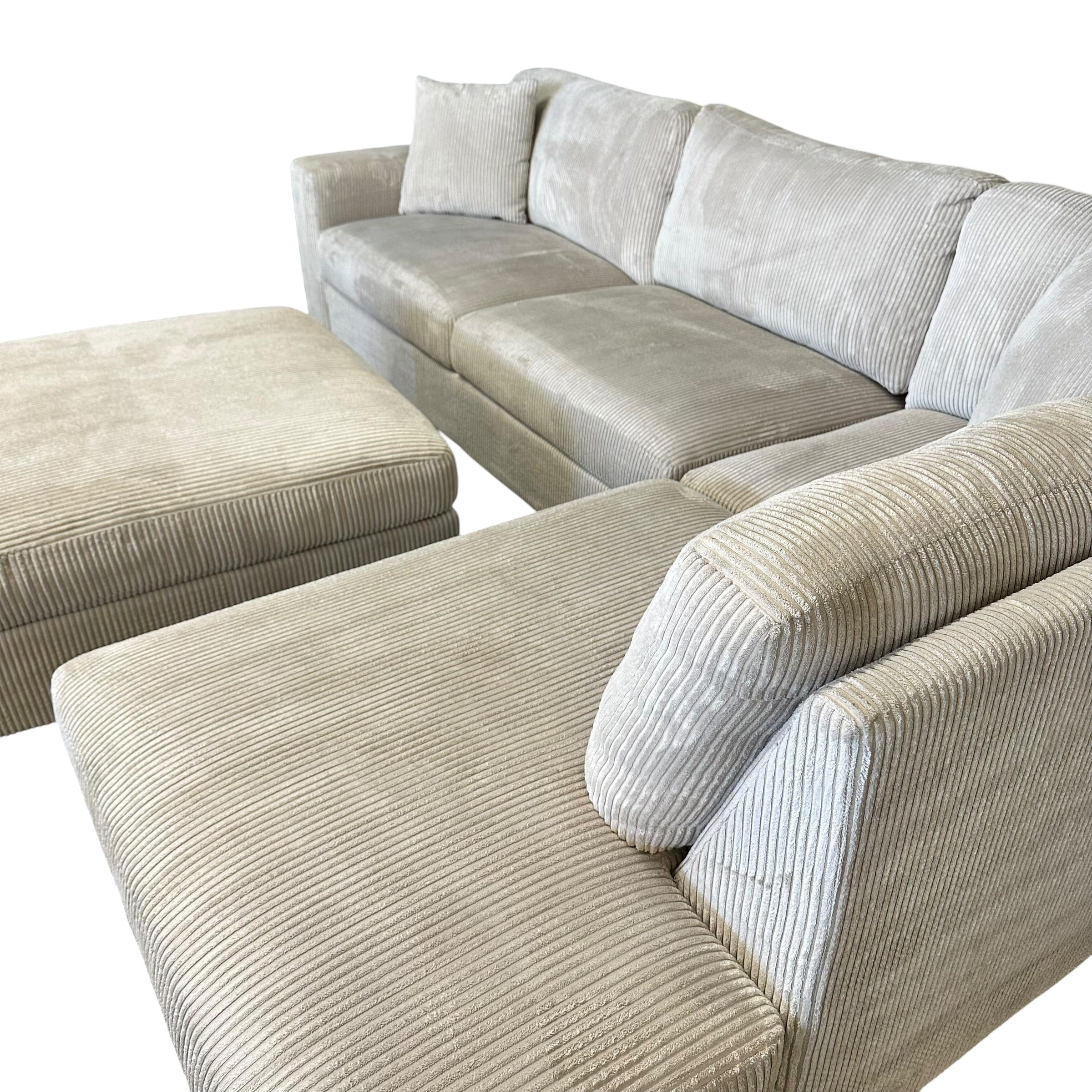 Sectional with RAF Bumper Chaise and Matching Ottoman