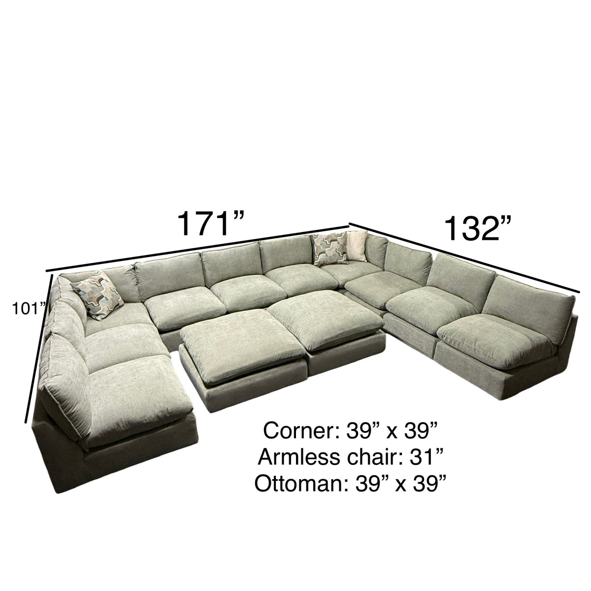 Willow Sage Green U Shape Sectional
