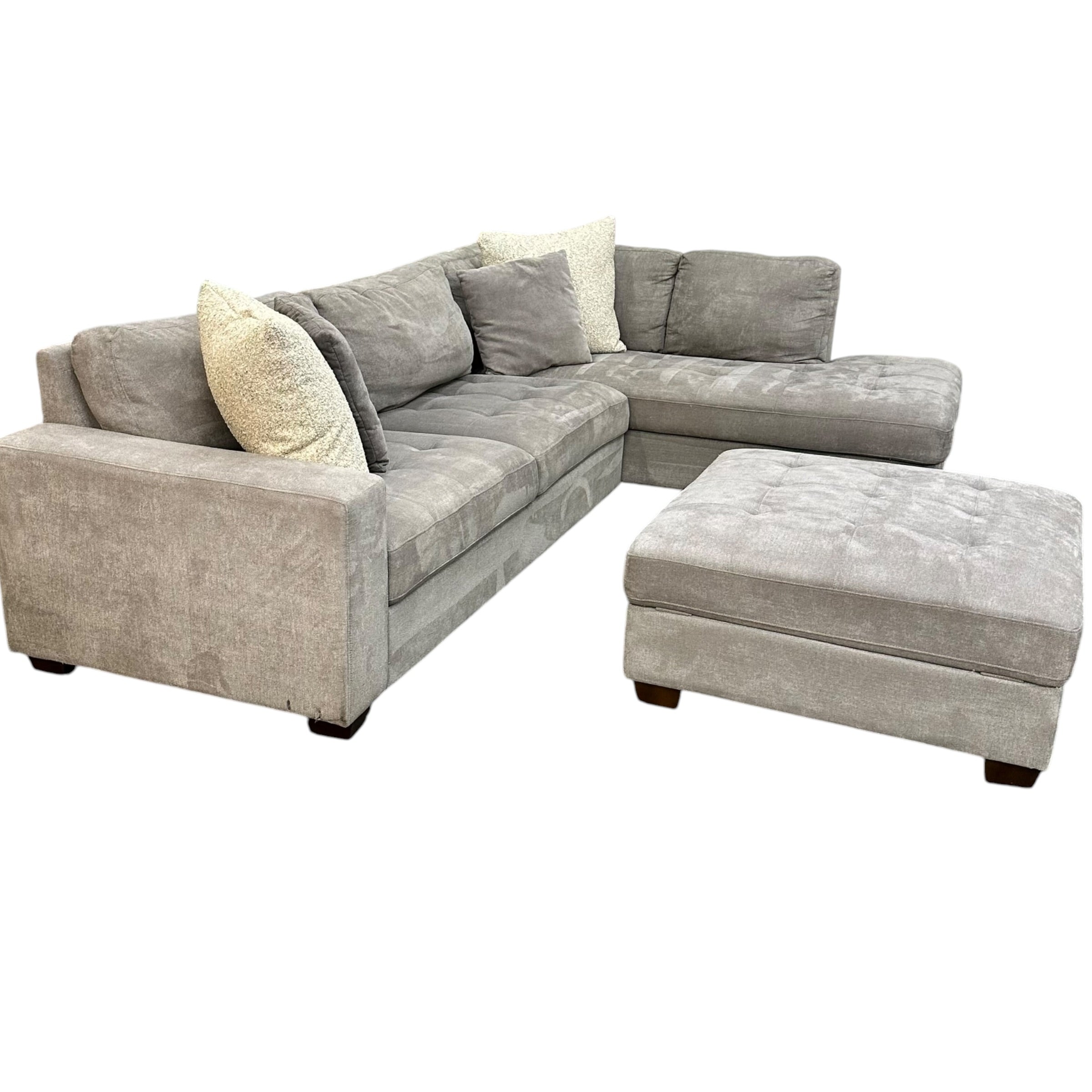 Sectional with RAF Bumper Chaise and Matching Ottoman
