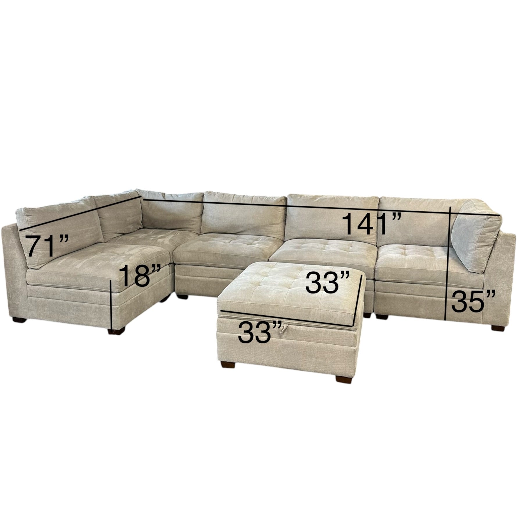 Modular 6 Pc Sectional with Matching Storage Ottoman