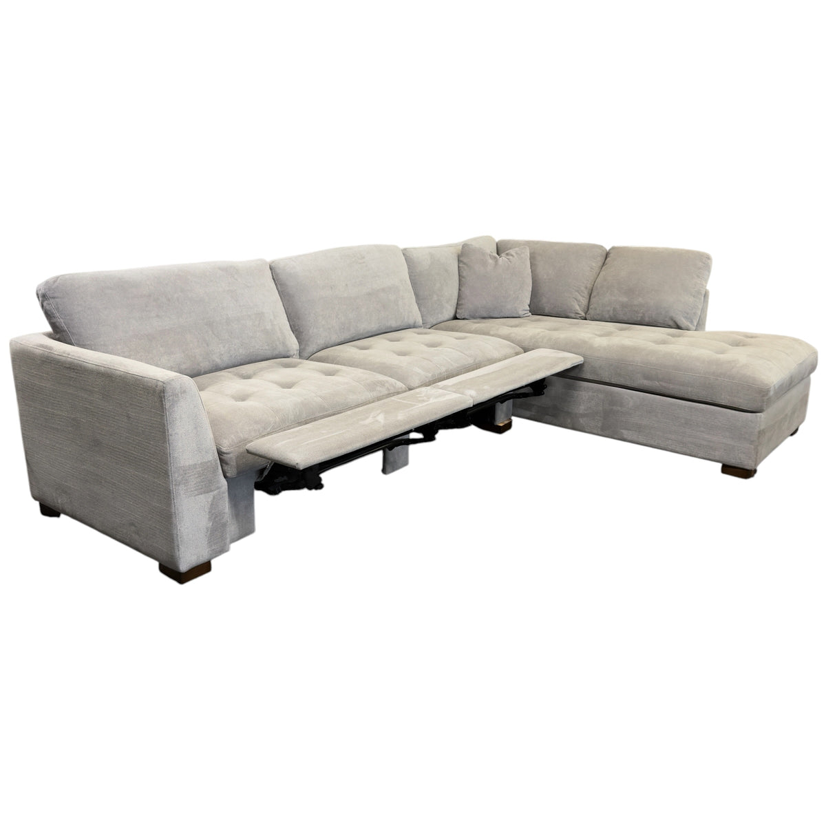 Refurbished Right Arm Facing Bumper Chaise Sectional with Electric Footrest Recliners