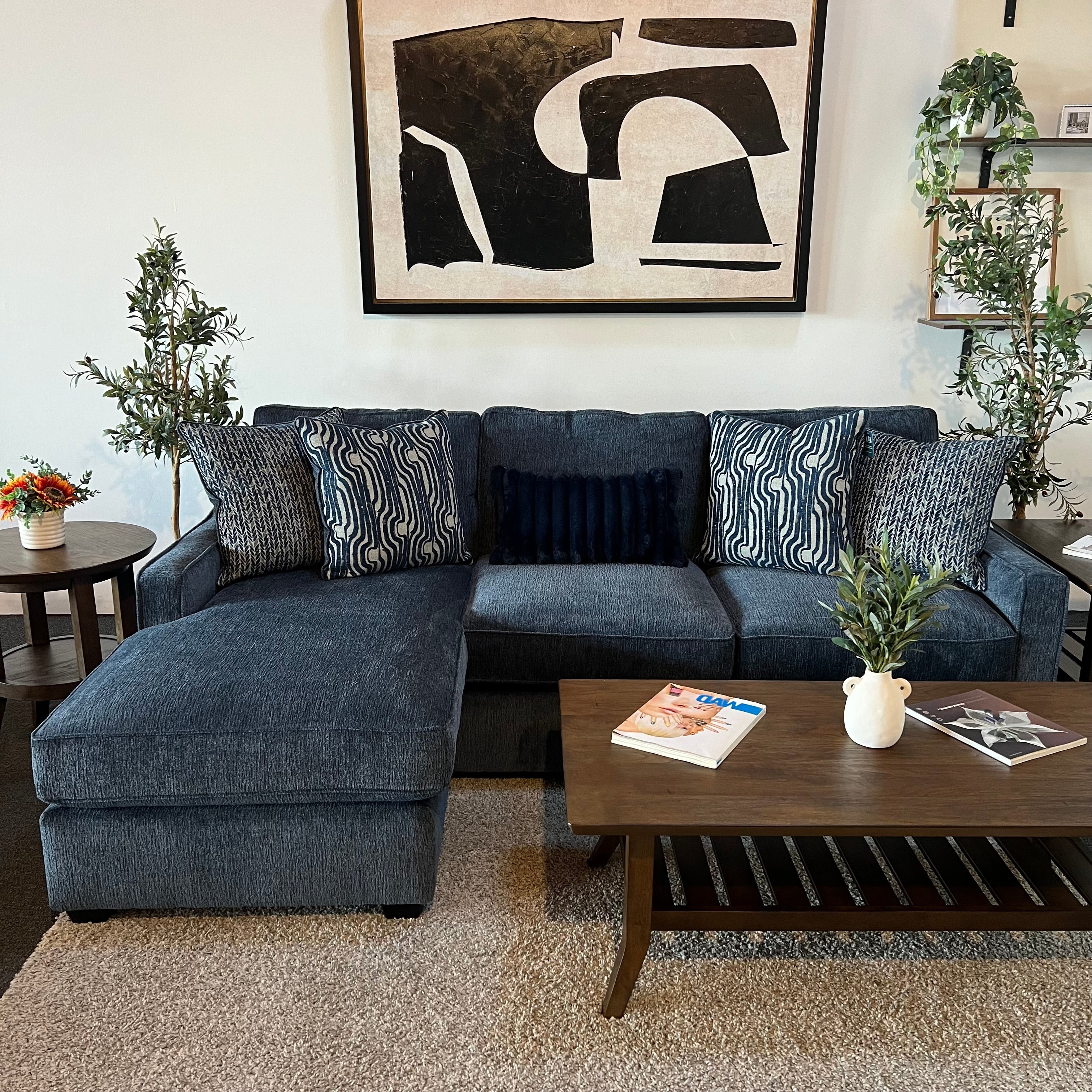 Michigan Sectional Sofa With Reversible Chaise in Blue