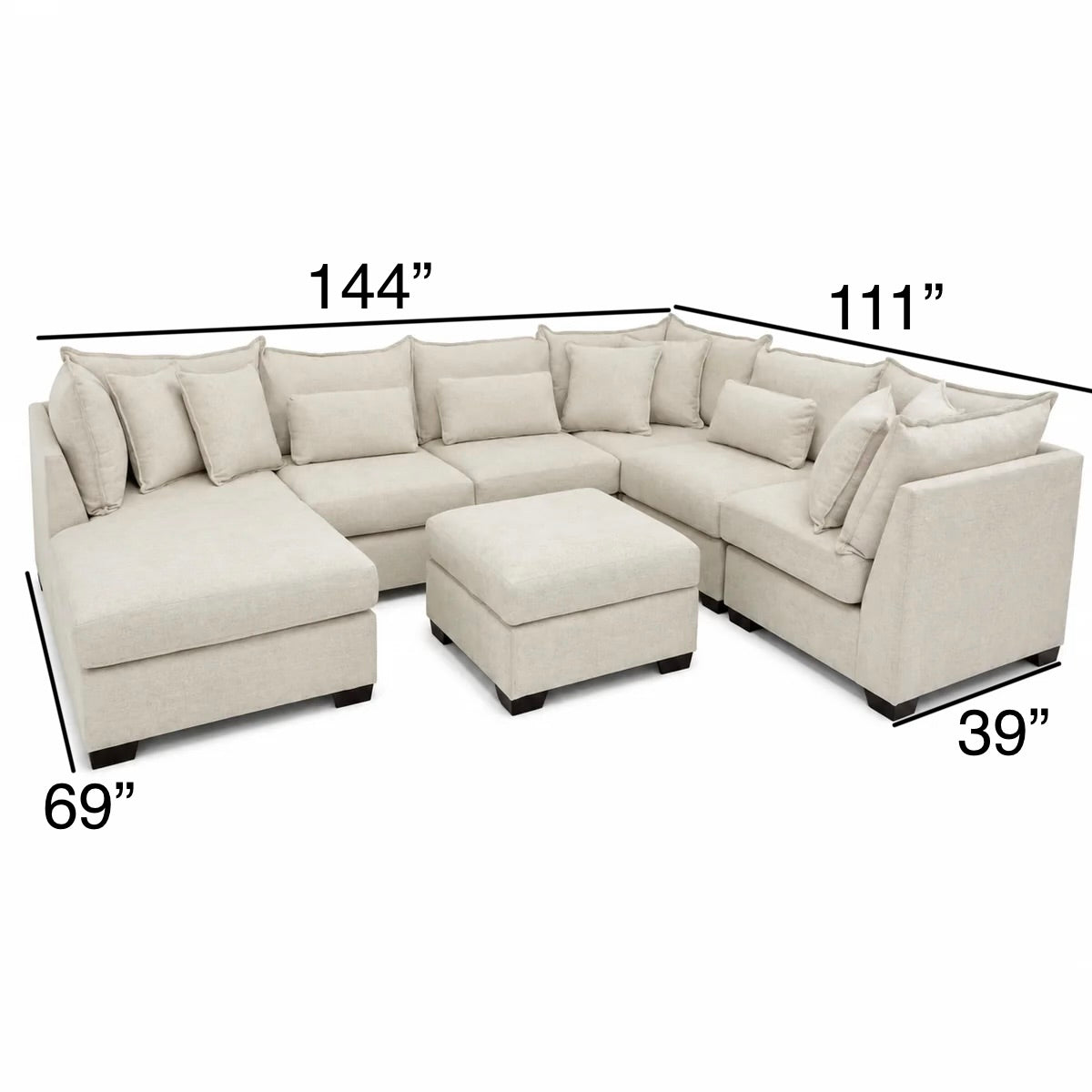 Alina 6 Piece Left Chaise U Shape with Ottoman