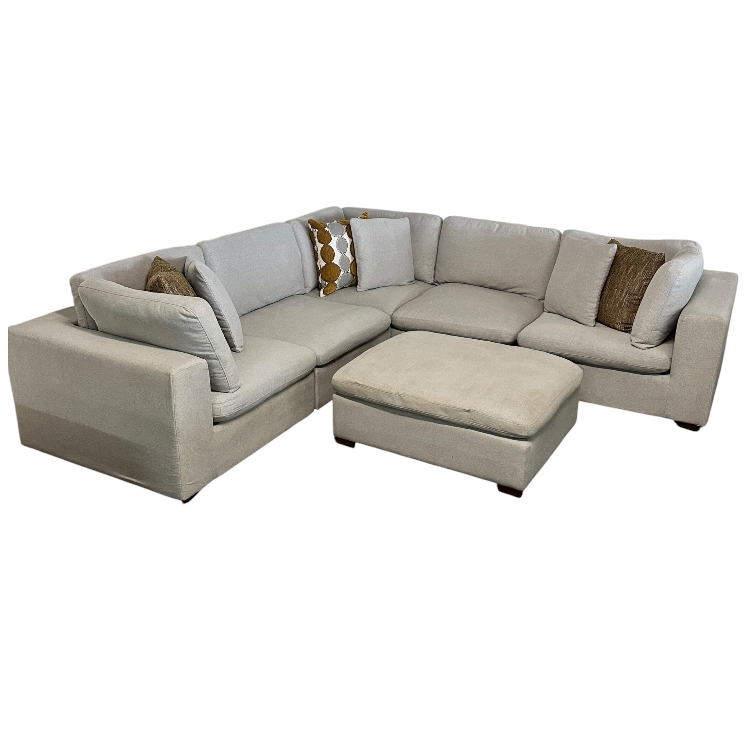 Modular 6-Piece Sectional Cloud Couch with Matching Ottoman