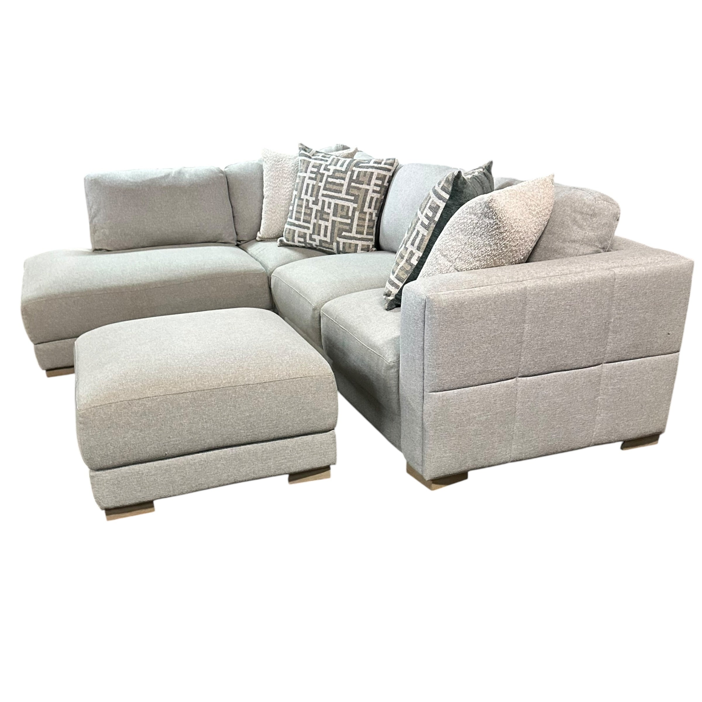 Sectional with LAF Bumper Chaise and Matching Ottoman in Gray