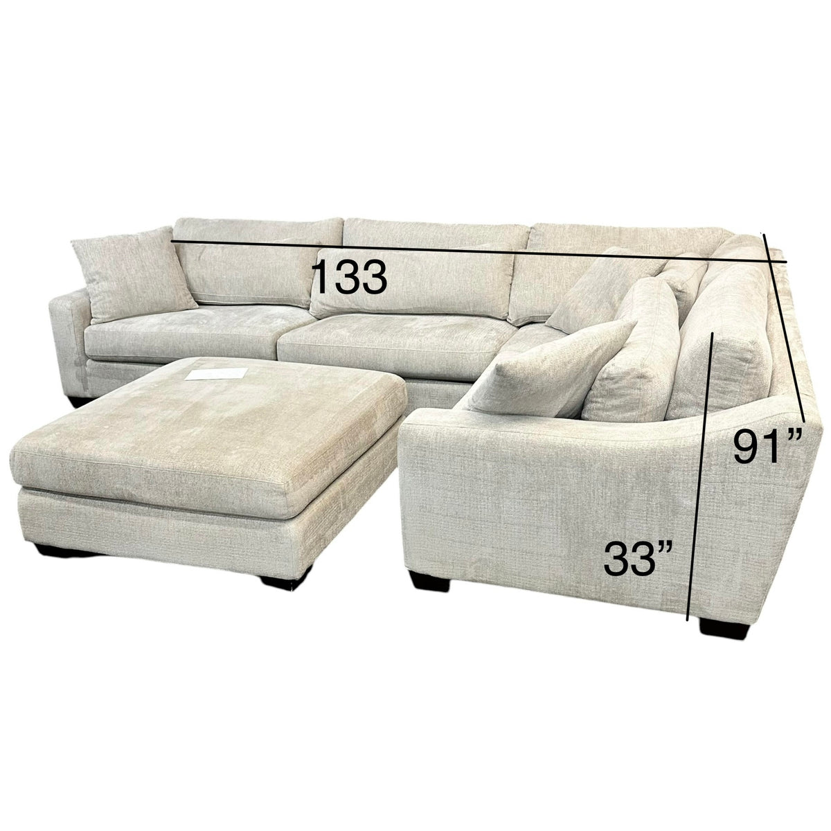 Corner Sectional with Matching Ottoman in Light Gray
