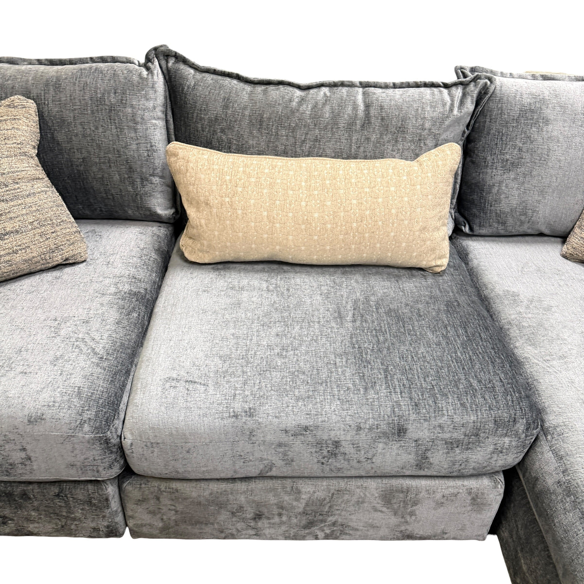 Wicker Sectional with RAF Chaise in Scarborough Steel