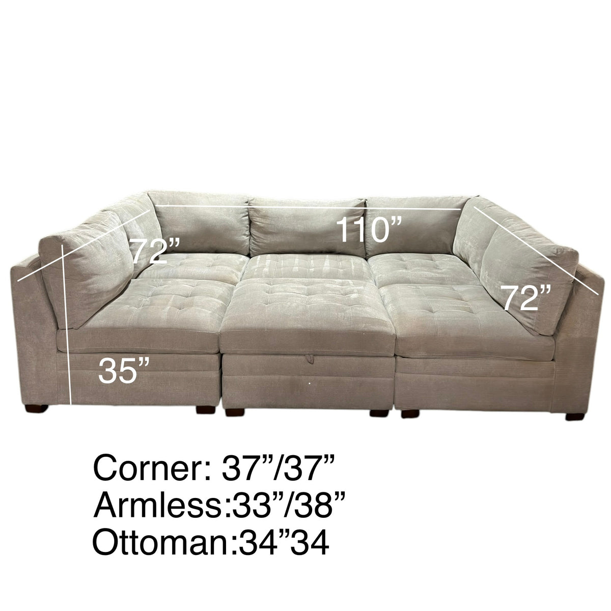 Refurbished Tufted Modular 6 Piece Sectional