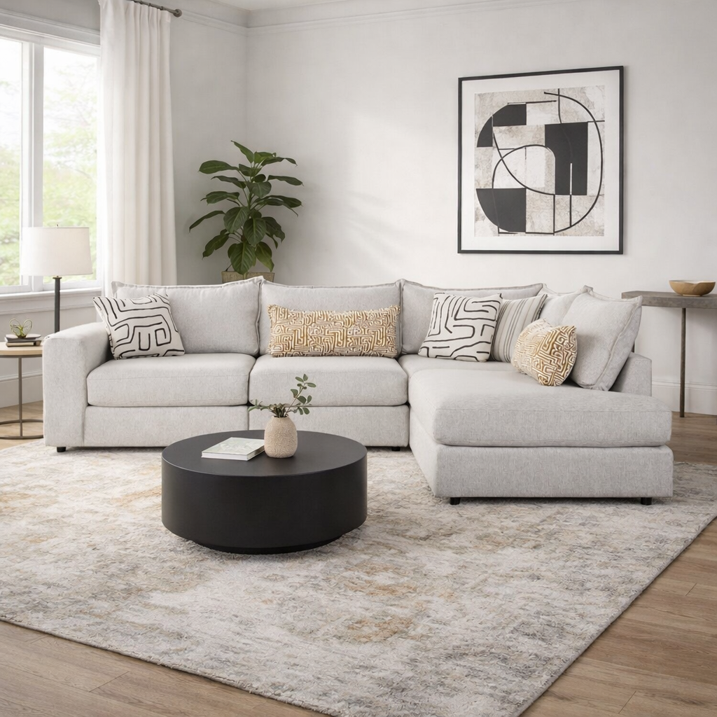 Summit Modular 4 Piece Sectional with Right Arm Facing Bumper Chaise