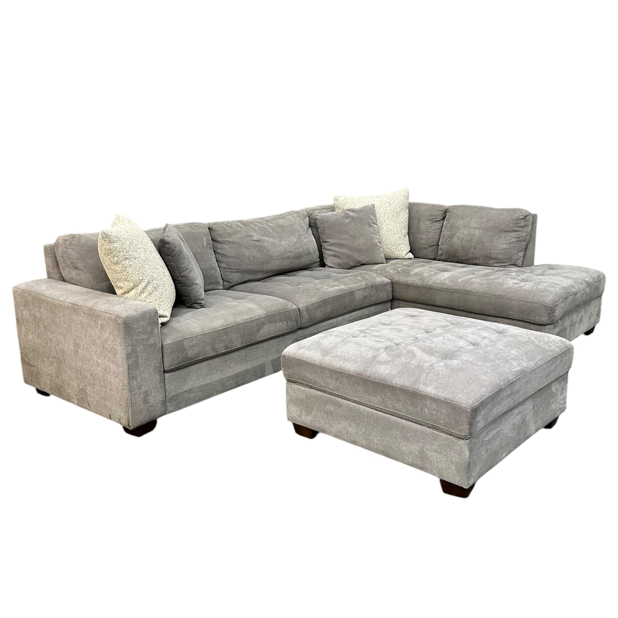 Sectional with RAF Bumper Chaise and Matching Ottoman