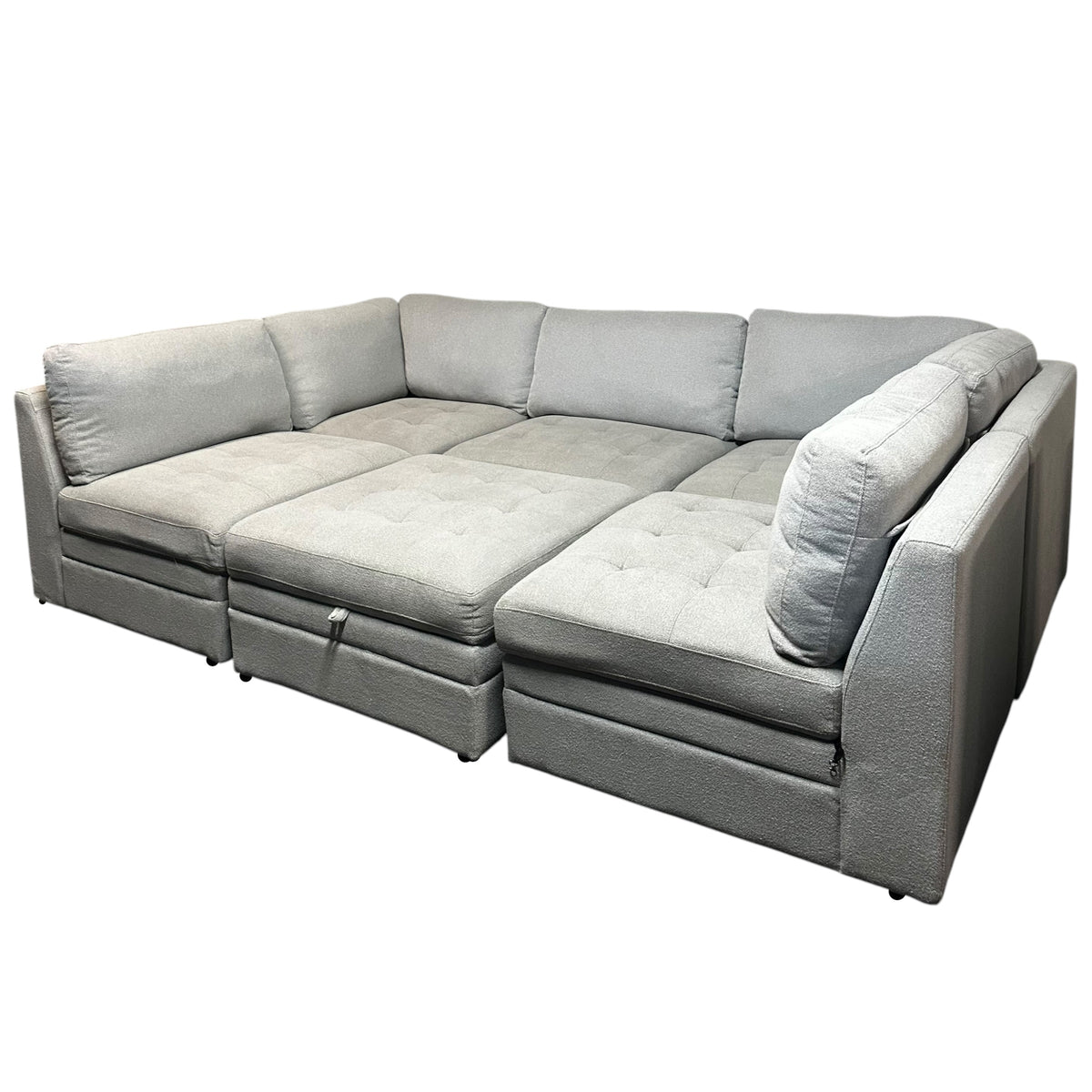 Modular 6 Pc Tufted Sectional in Gray