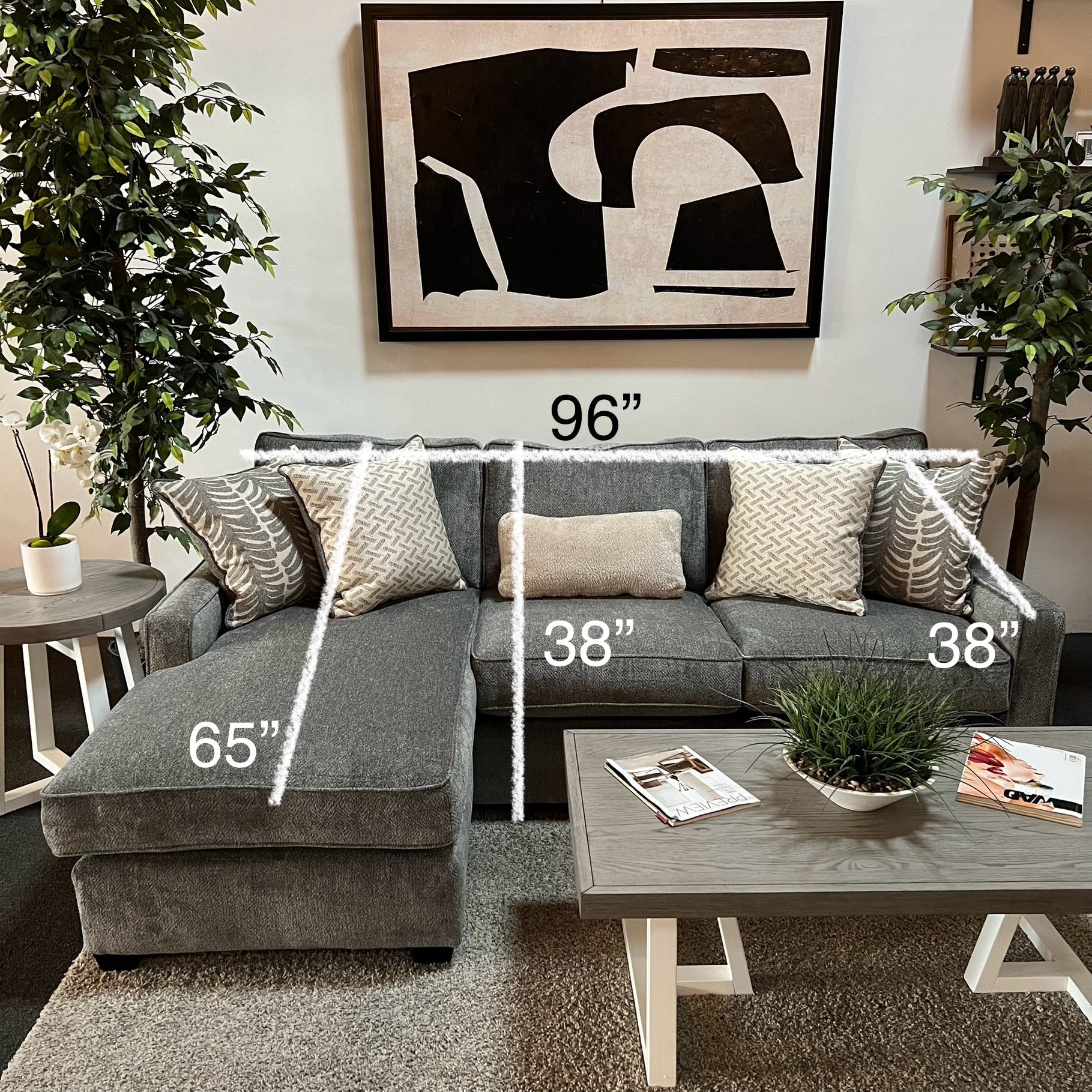 Slate Sectional Sofa with Reversible Chaise