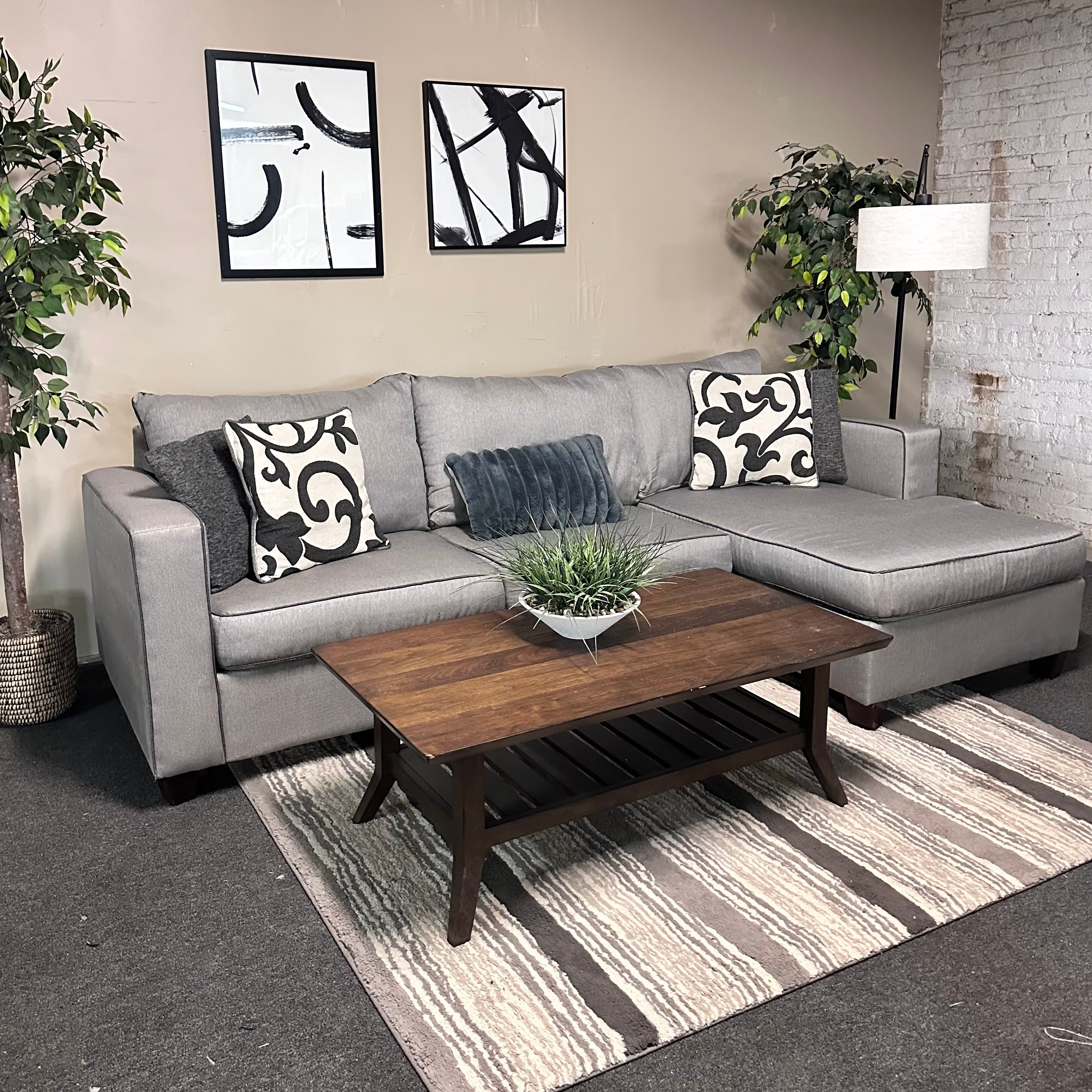 Gray Sectional with Right Chaise