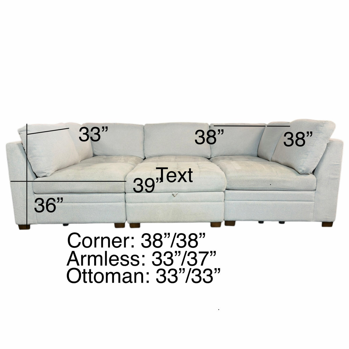 Tufted Modular 6 Pc Sectional with Storage Ottoman