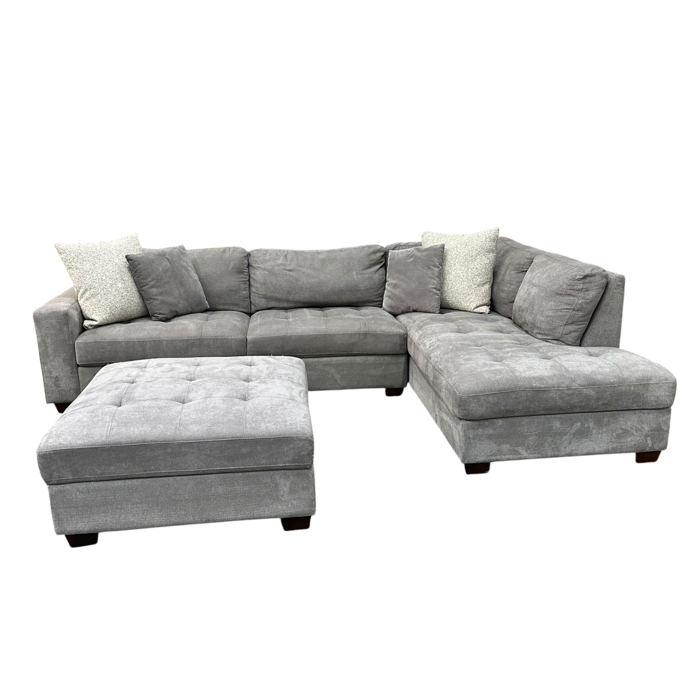 Sectional with RAF Bumper Chaise and Matching Ottoman