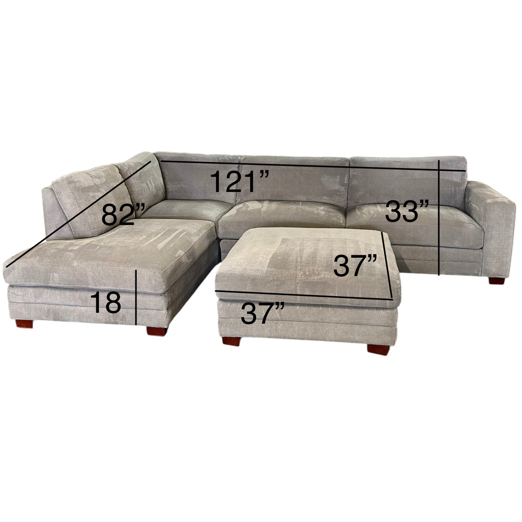 Sectional with LAF Bumper Chaise & Matching Ottoman