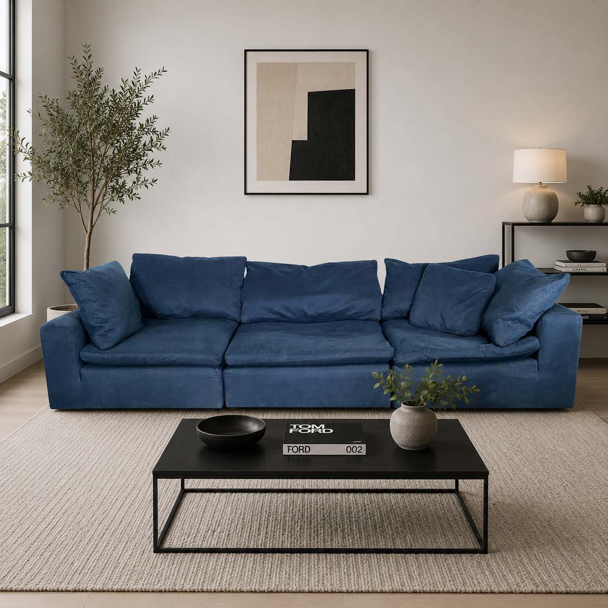 3 Pc Modular Cloud Sofa in Blue