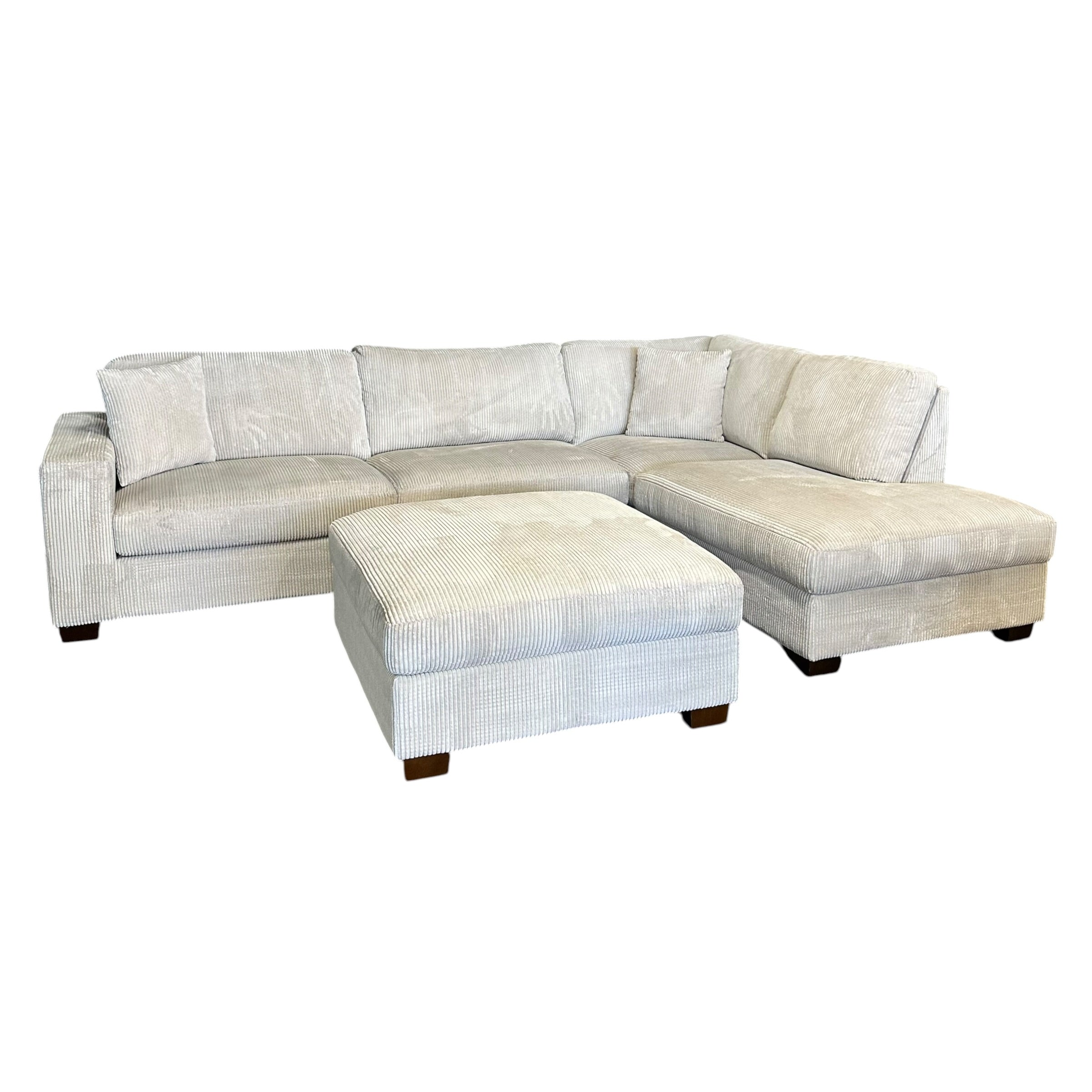 Sectional with RAF Bumper Chaise and Matching Ottoman
